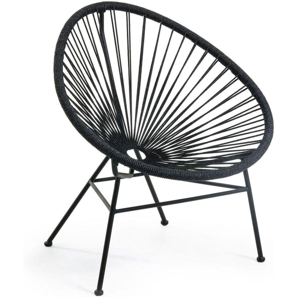 Gartensessel Acapulco Kordel Seil schwarz
