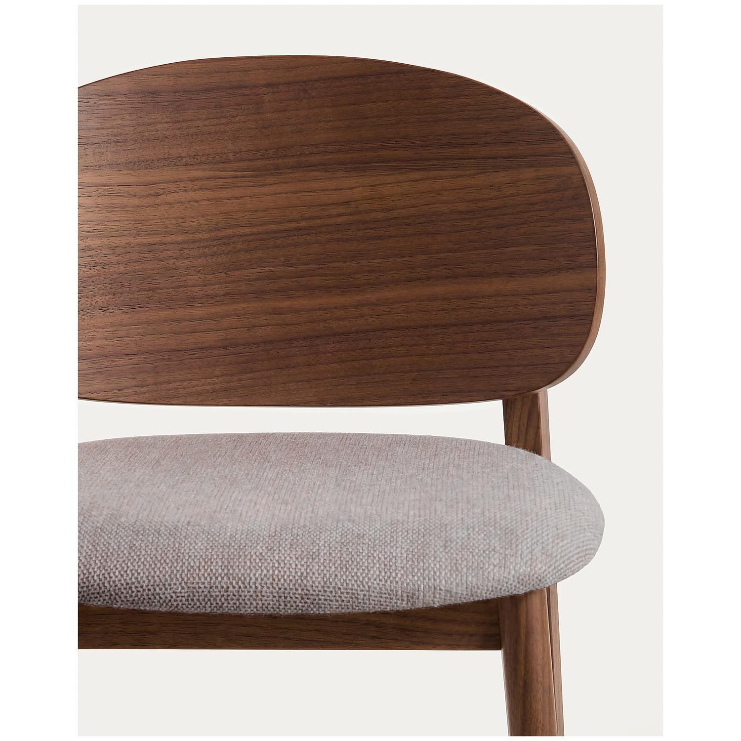 Barhocker Ludara aus Eichenfurnier mit Nussbaumfinish und brauner Chenille 65 cm