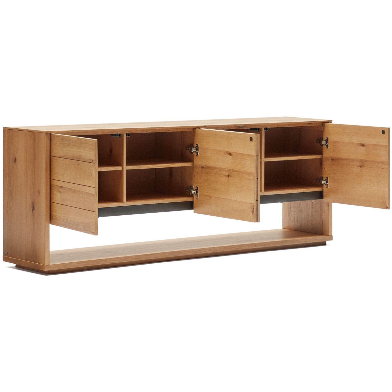 Alguema Sideboard 4 Türen mit Eichenfurnier und natürlichem Finish 200 x 74 cm