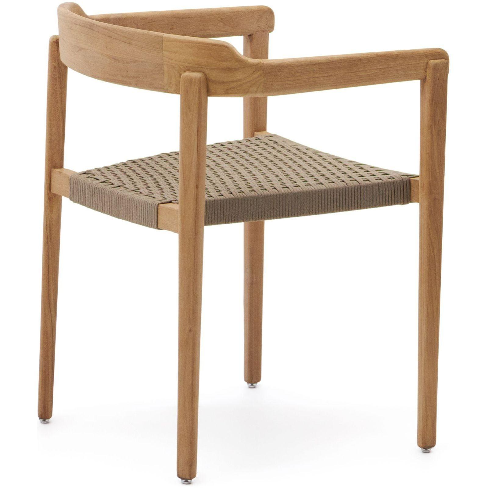 Garten Holzstuhl Icaro stapelbar massives Teakholz Natur Seil 100% FSC