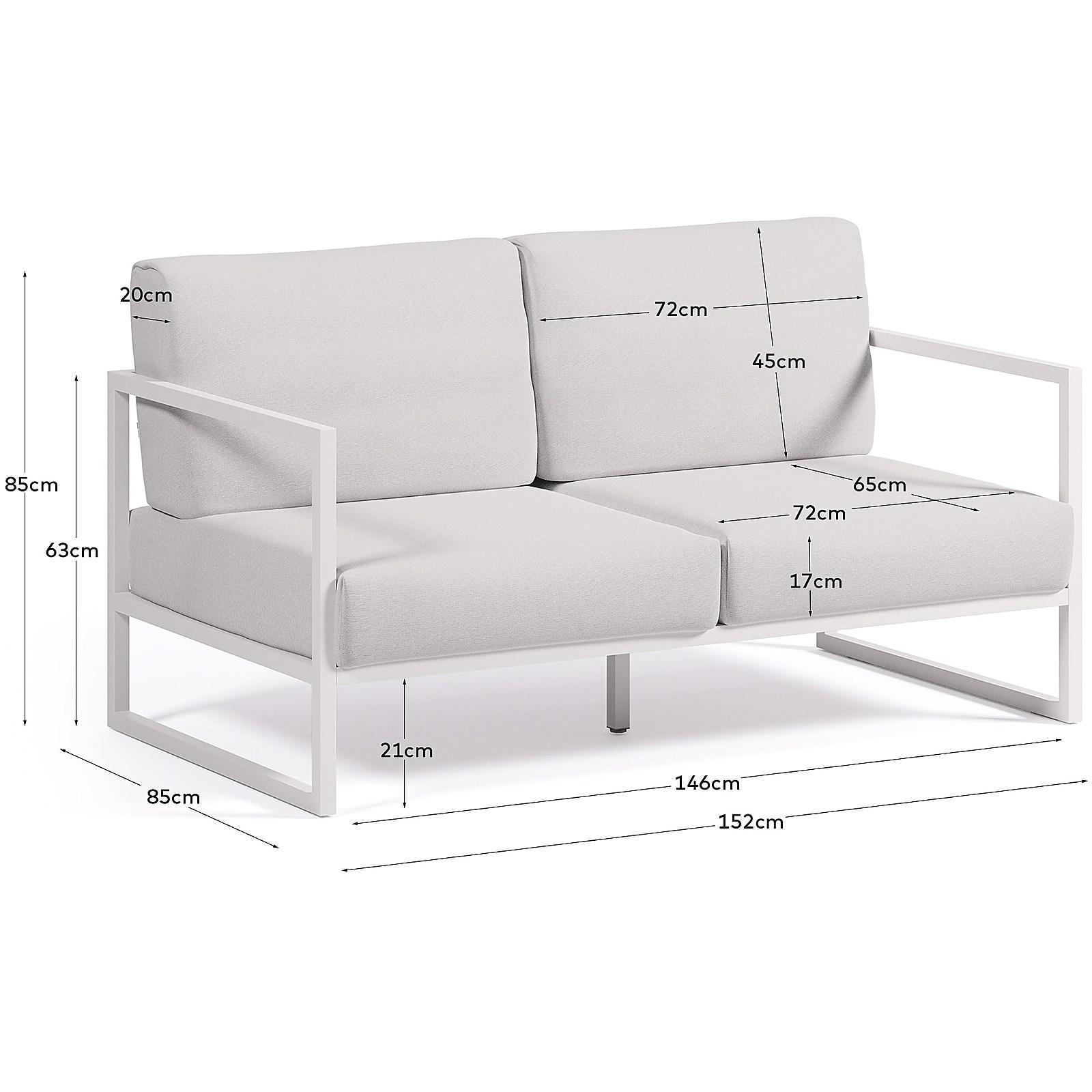 2-Sitzer-Sofa Comova 100% outdoor weiss und Aluminium weiss 150 cm