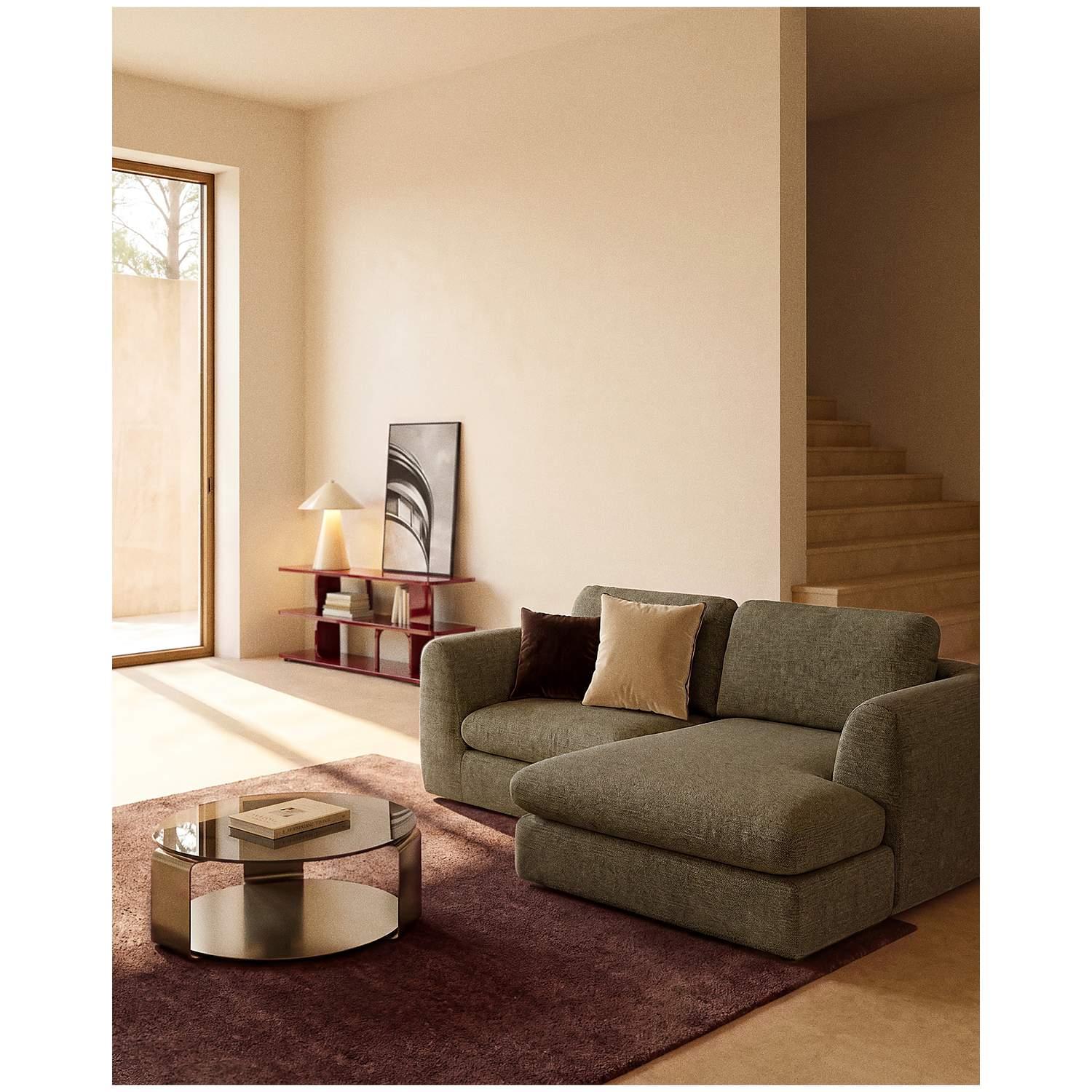 3-Sitzer Sofa Vera mit Chaiselongue links in Olivgrün 232x176 FSC Mix Credit