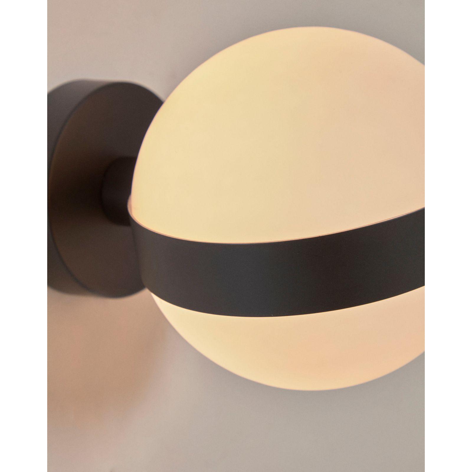 Wandleuchte Anasol Metall schwarz Glas weiss