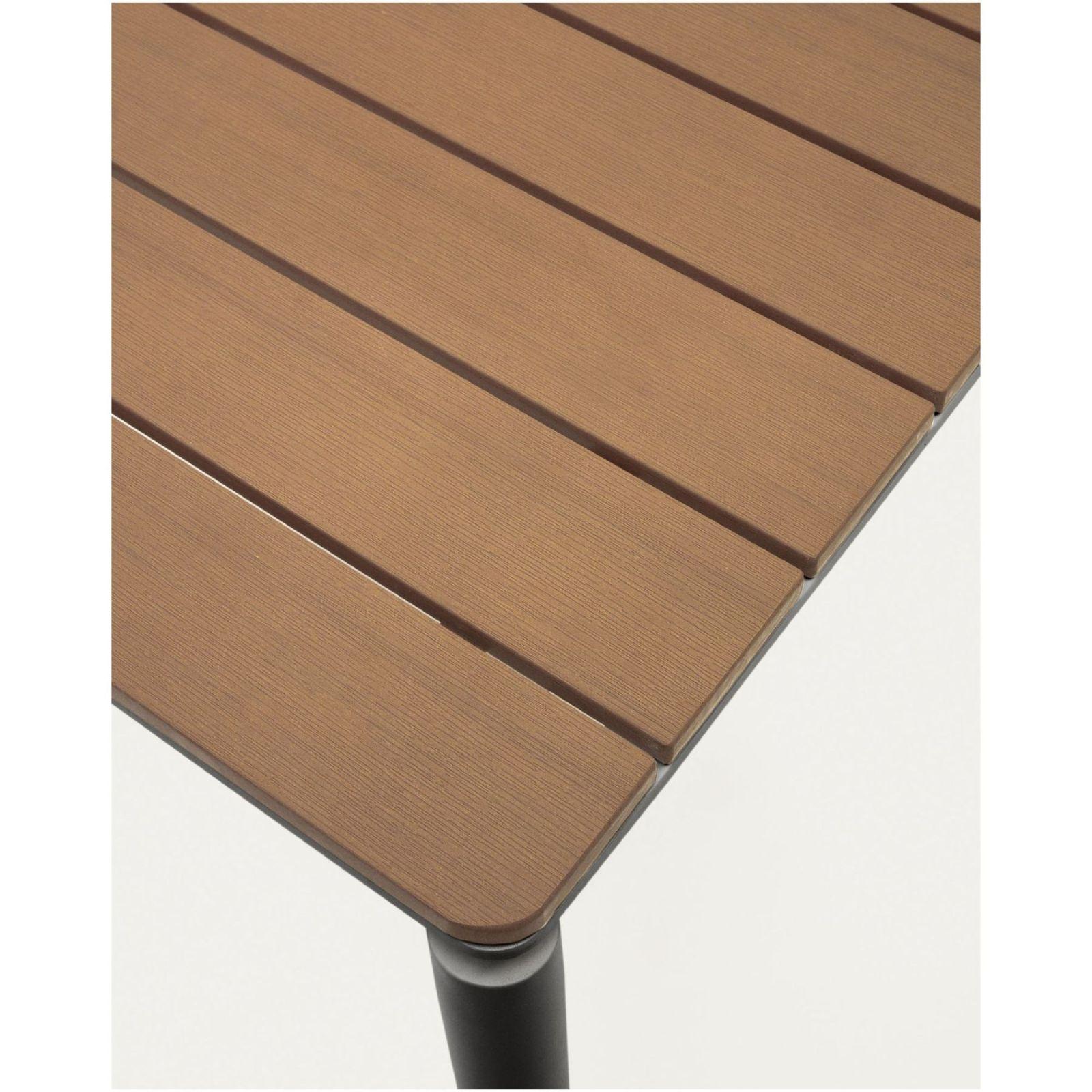Canyelles Gartenausziehtisch aus Poly-Holz und mattschwarzem Aluminium 180-240x100