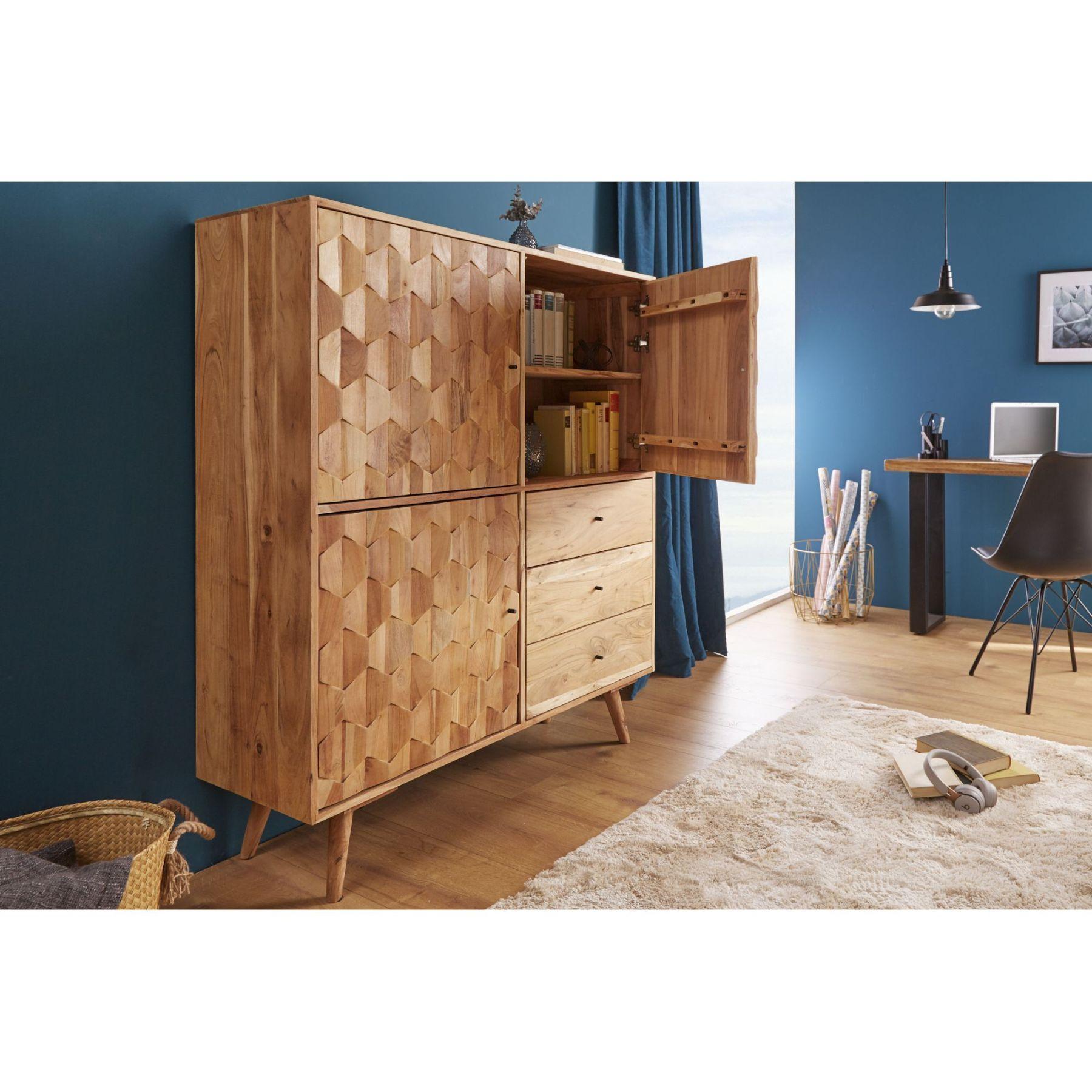 Highboard Beehive II 140cm Akazie