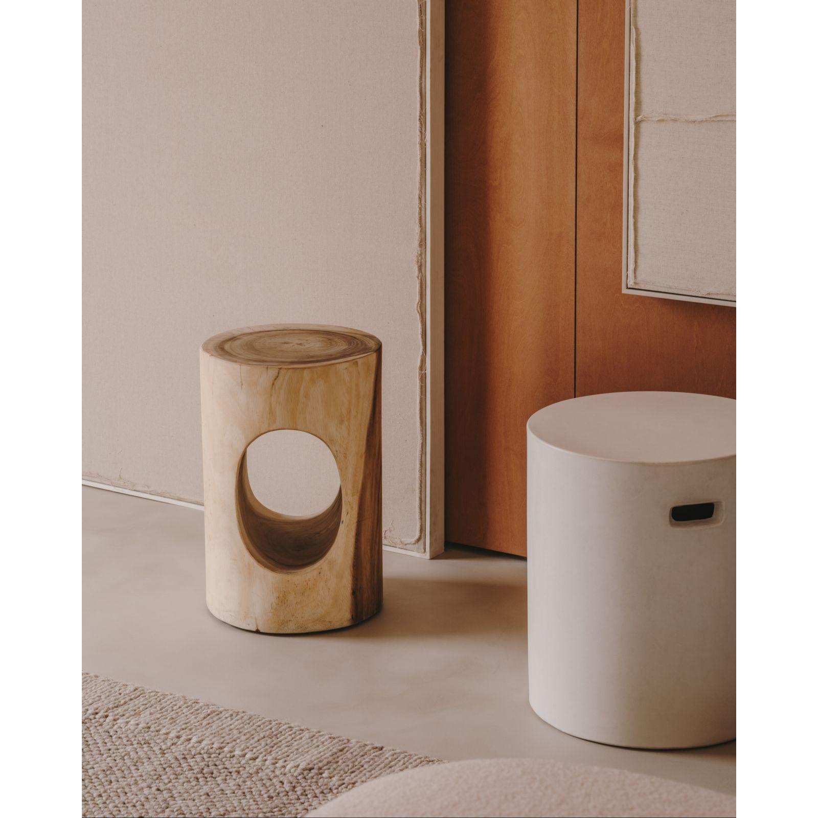 Beistelltisch Holzhocker rund Block Mungurholz Natur 30x30 UNIKAT