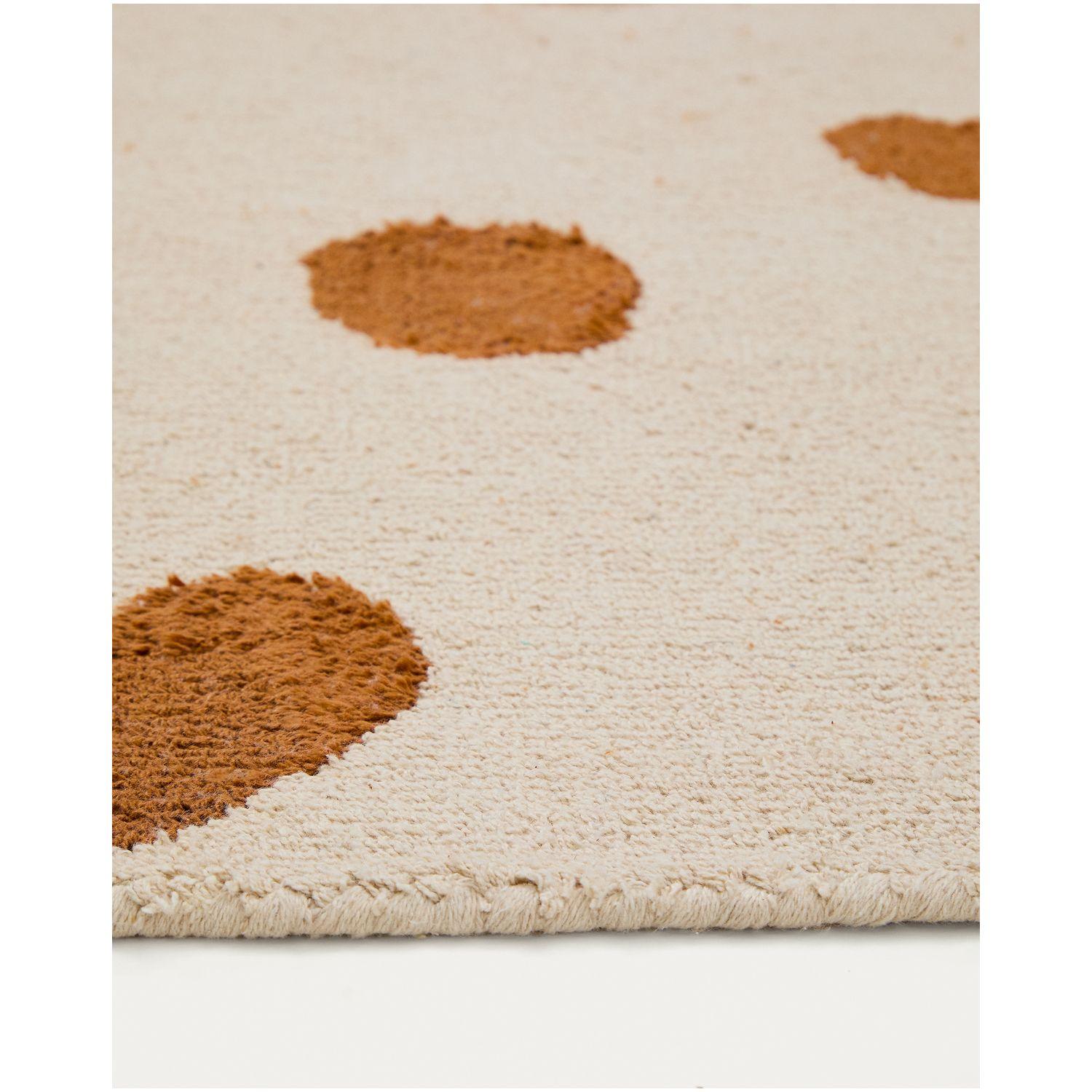 Beigefarbener Baumwollteppich Tandani mit Gepardendesign in Orange 90 x 150 cm