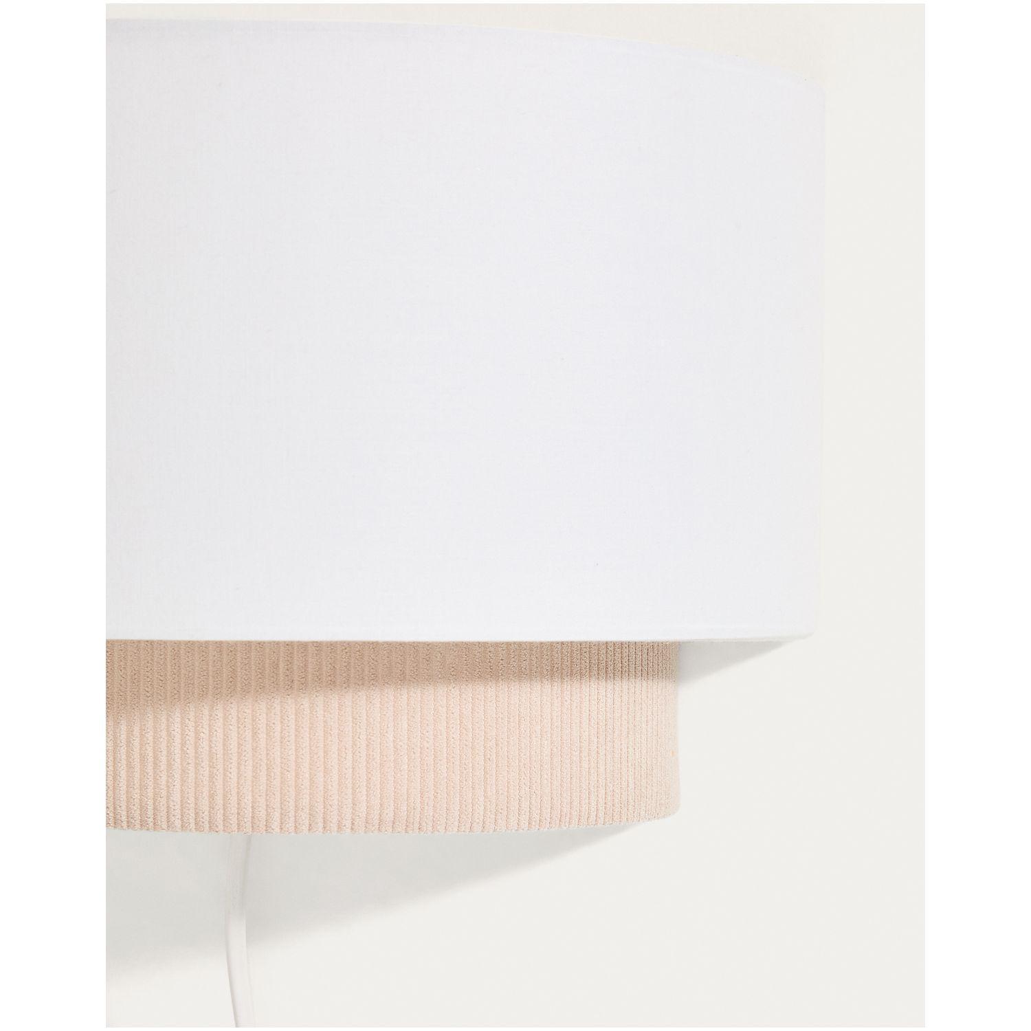 Wandleuchte Bianella aus Baumwolle und beigem Cord 40x40
