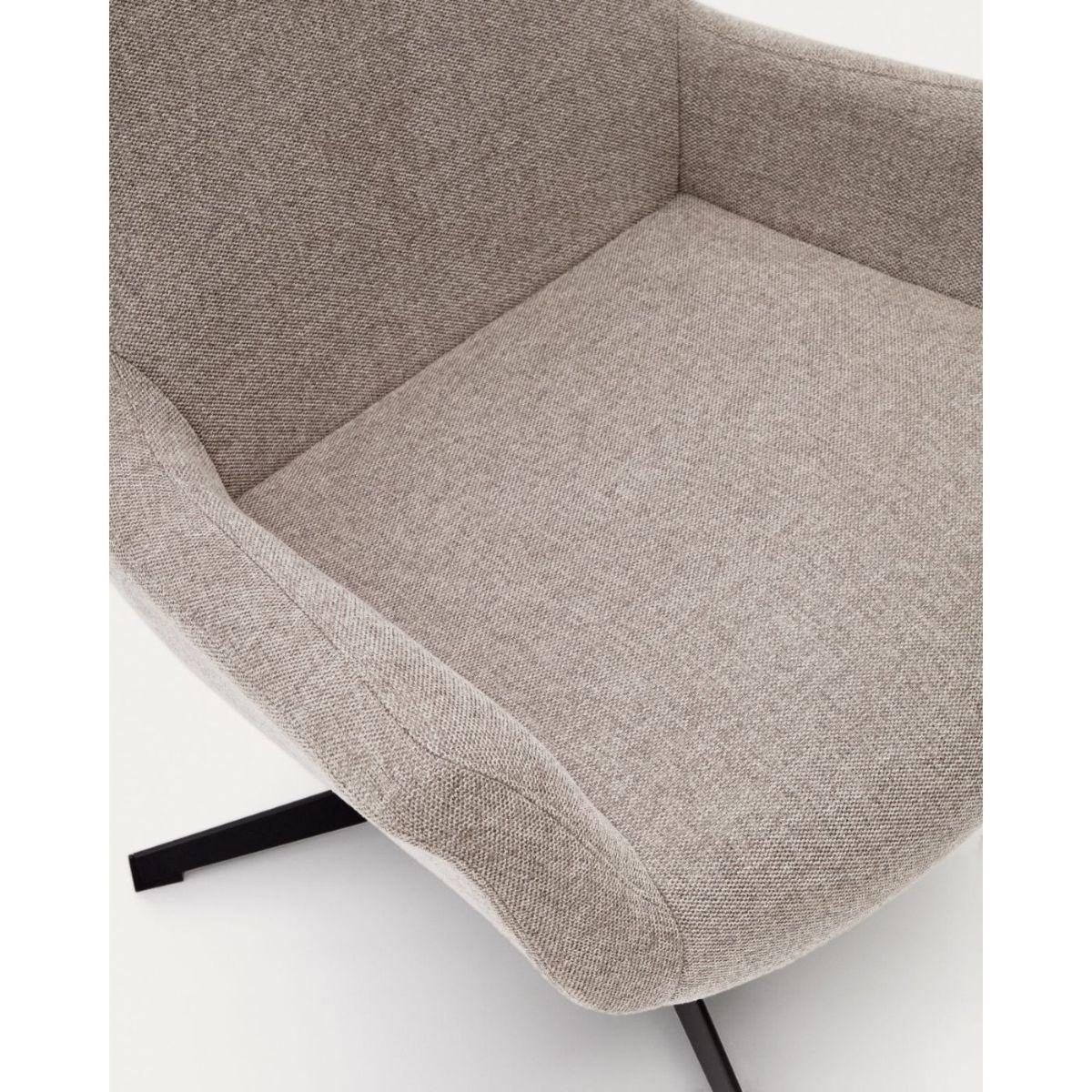 Relaxsessel drehbar Zalina Chenille Stoff beige Stahl schwarz