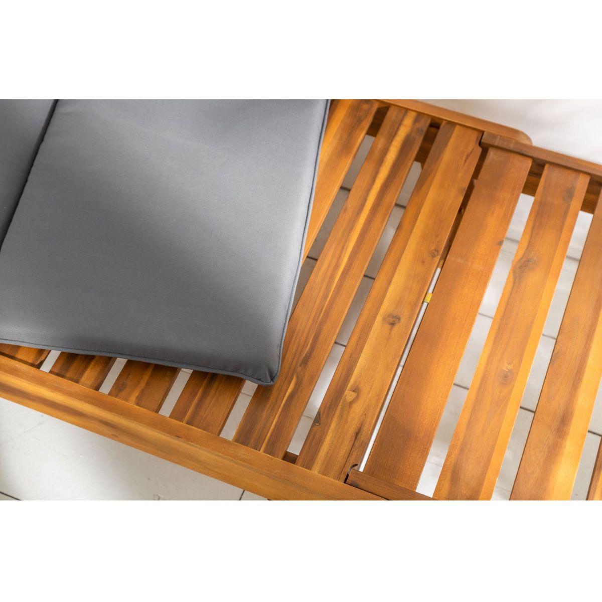 Gartenbank Gartensofa mit Funktion Akazienholz Natur Stoff Grau 152