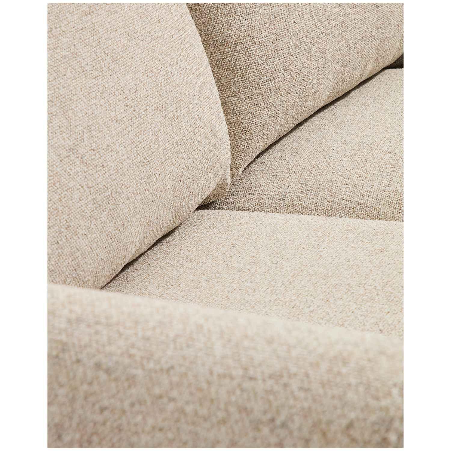 3-Sitzer Sofa Vera mit Chaiselongue links in Beige mit Beinen aus massivem Eschenholz mit Nussbaum-Finish 232x176 FSC Mix Credit