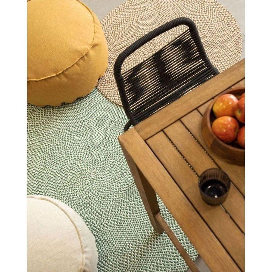 Barhocker Outdoor Garten Lambton aus schwarzem Seil und Stahl mit schwarzem Finish Höhe 74 cm