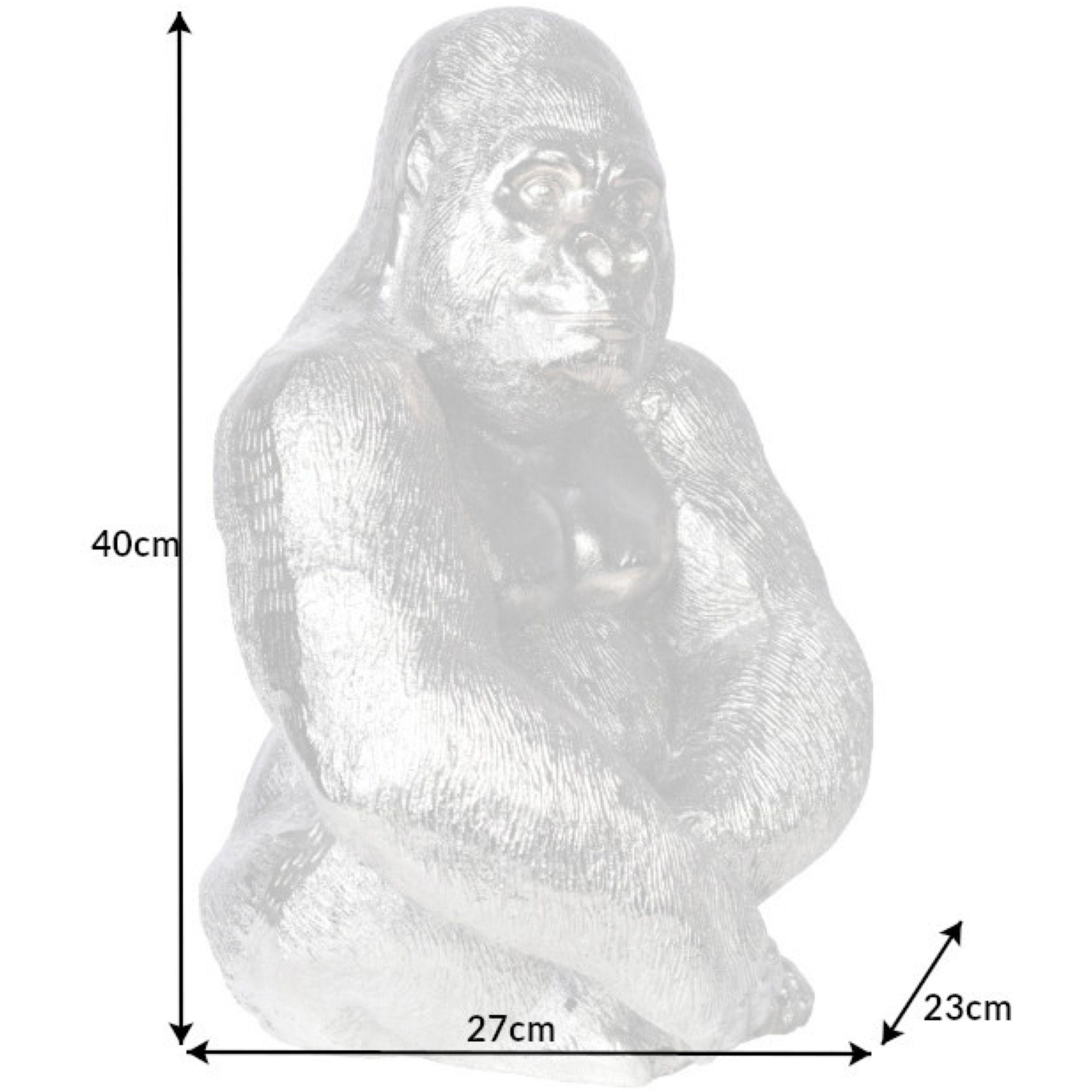 Deko Figur Gorilla Affe Aluminium silber