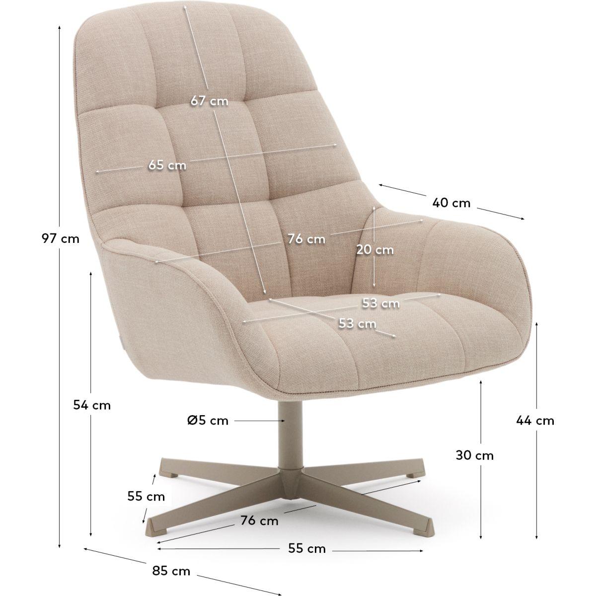 Drehsessel Jaspe beige und Metall mit grauer Oberfläche FSC 100% (drehbar)