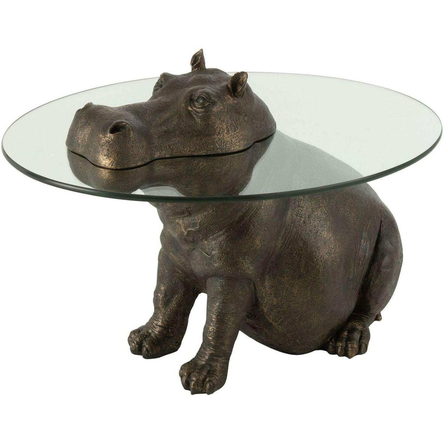 Beistelltisch Animal Nilpferd Hippo bronze
