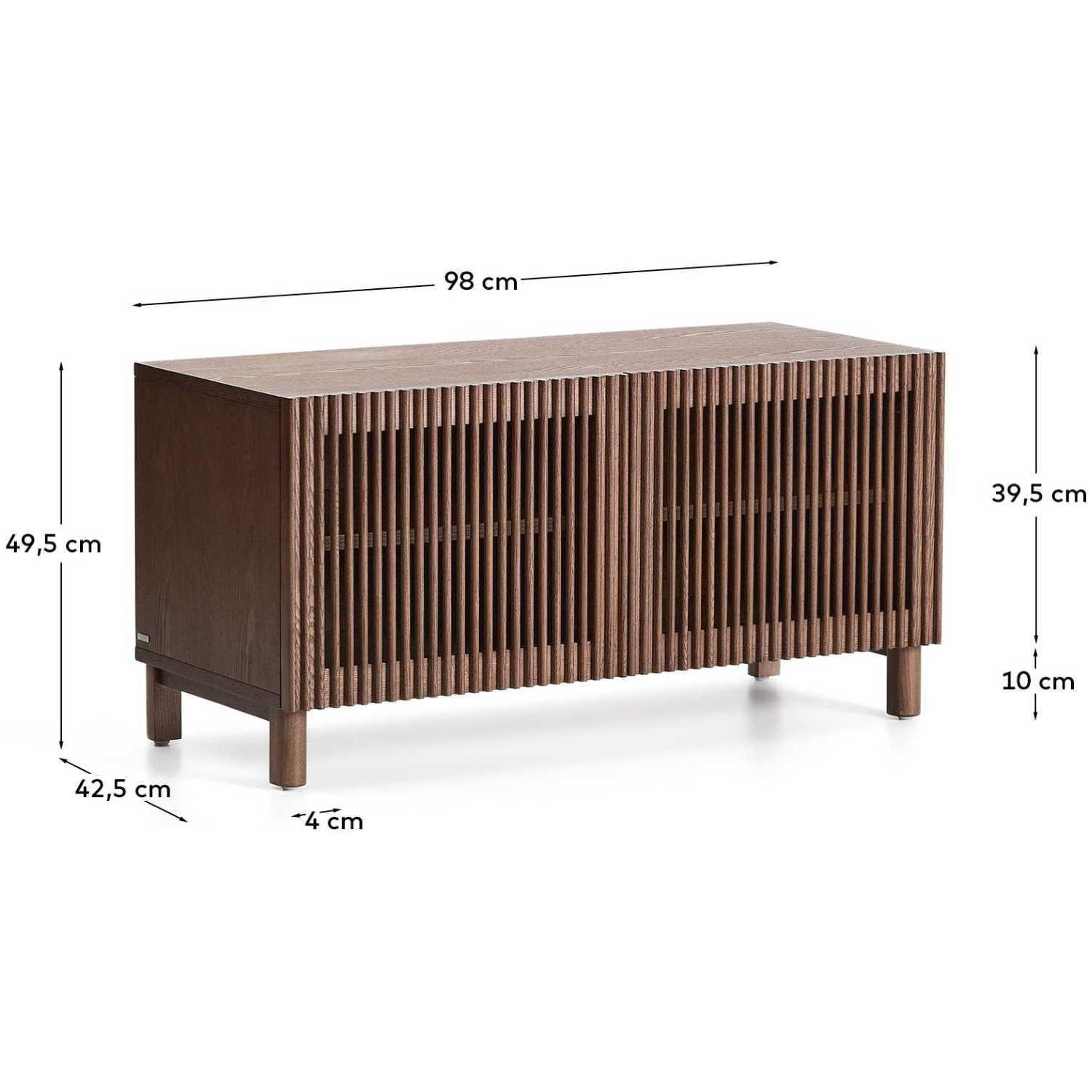 Schuhschrank Beyla aus Furnier und Massivholz aus Esche mit nussbaumfarbenem Finish 98cm FSC 100%