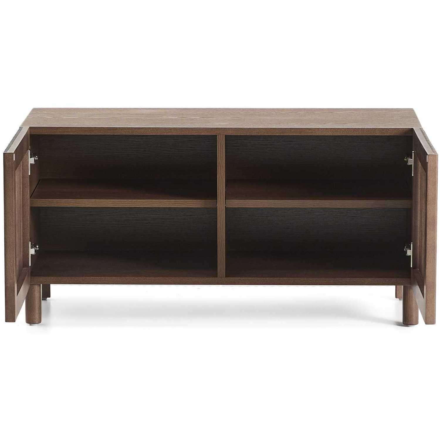 Schuhschrank Beyla aus Furnier und Massivholz aus Esche mit nussbaumfarbenem Finish 98cm FSC 100%