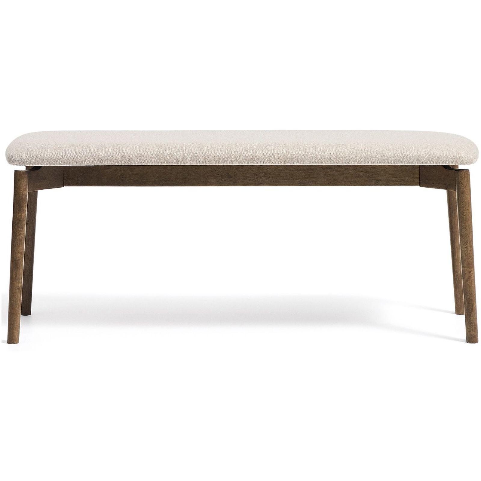 Bank Evera aus Eichenfurnier mit Nussbaumfinish und brauner Chenille 122 cm