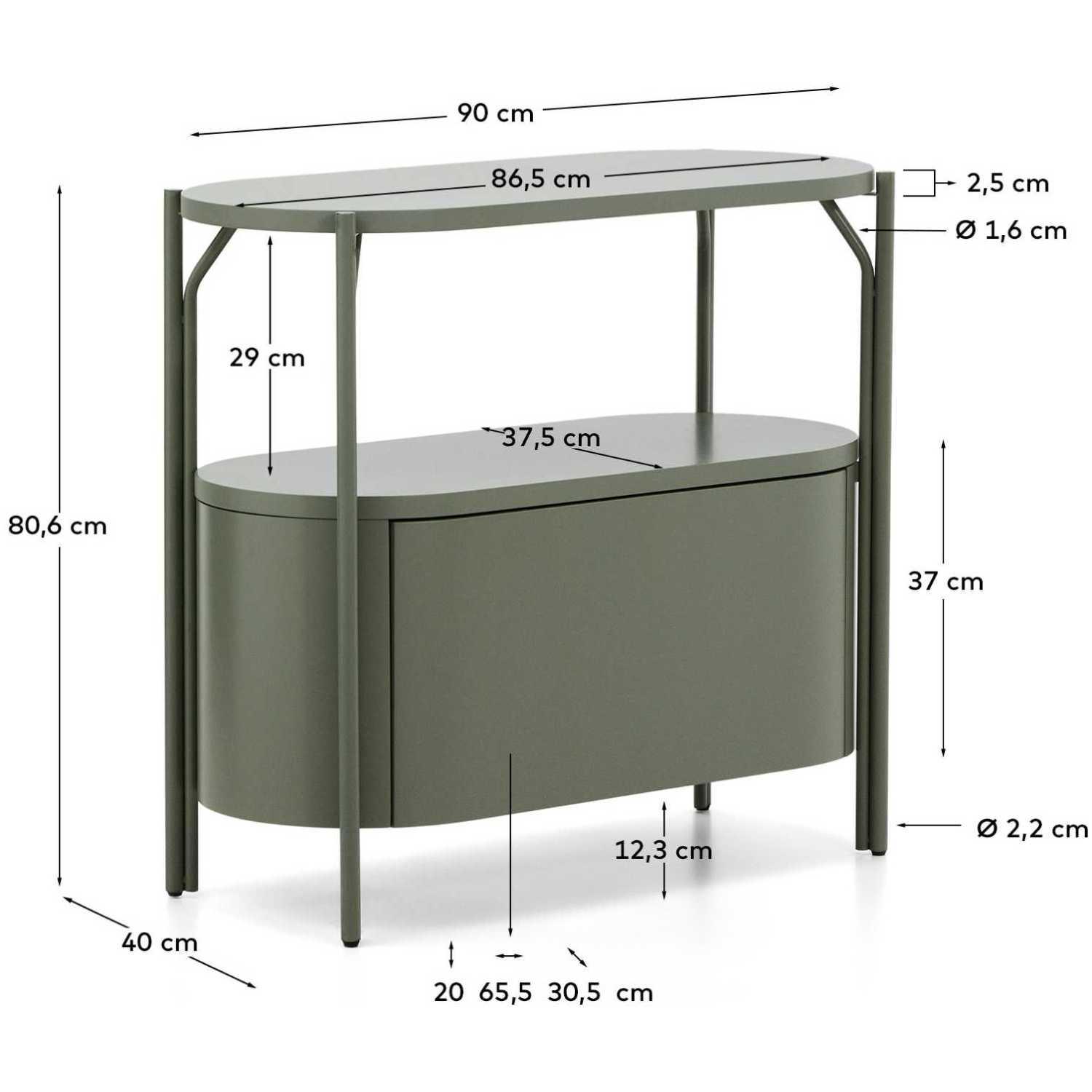 Badezimmermöbel Arely mit Stahlgestell und grün lackiertem MDF 90x40
