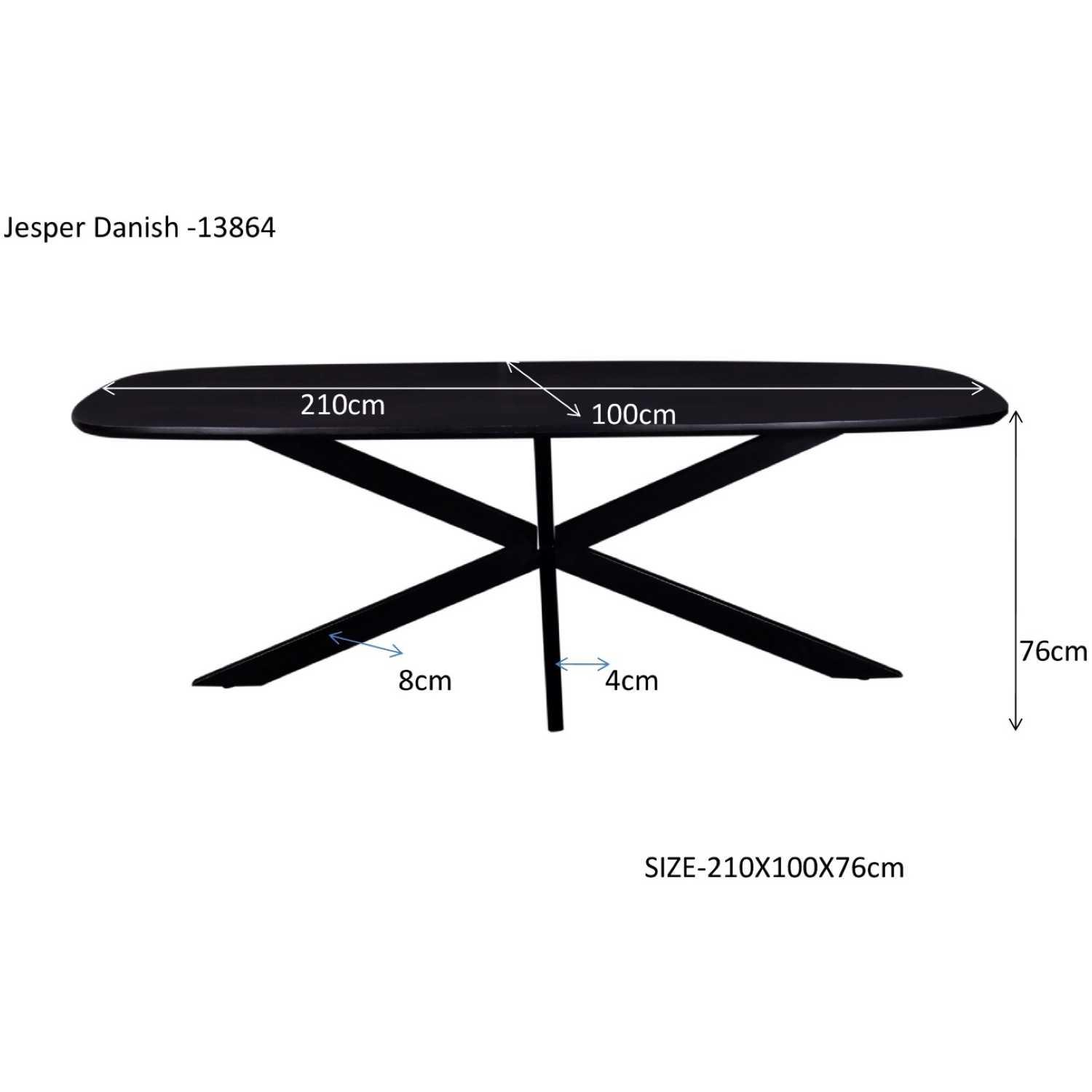 Esstisch abgerundet Lasse Spider Mangoholz rustikal schwarz - Grösse: 210x100