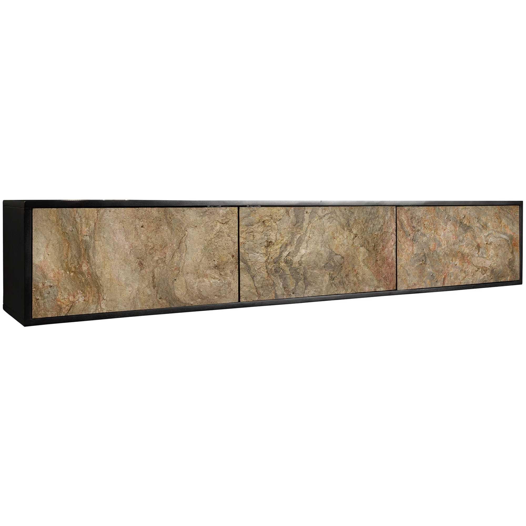 TV Wandboard Möbel Stone Natursteinfurnier natur Akazienholz schwarz 160
