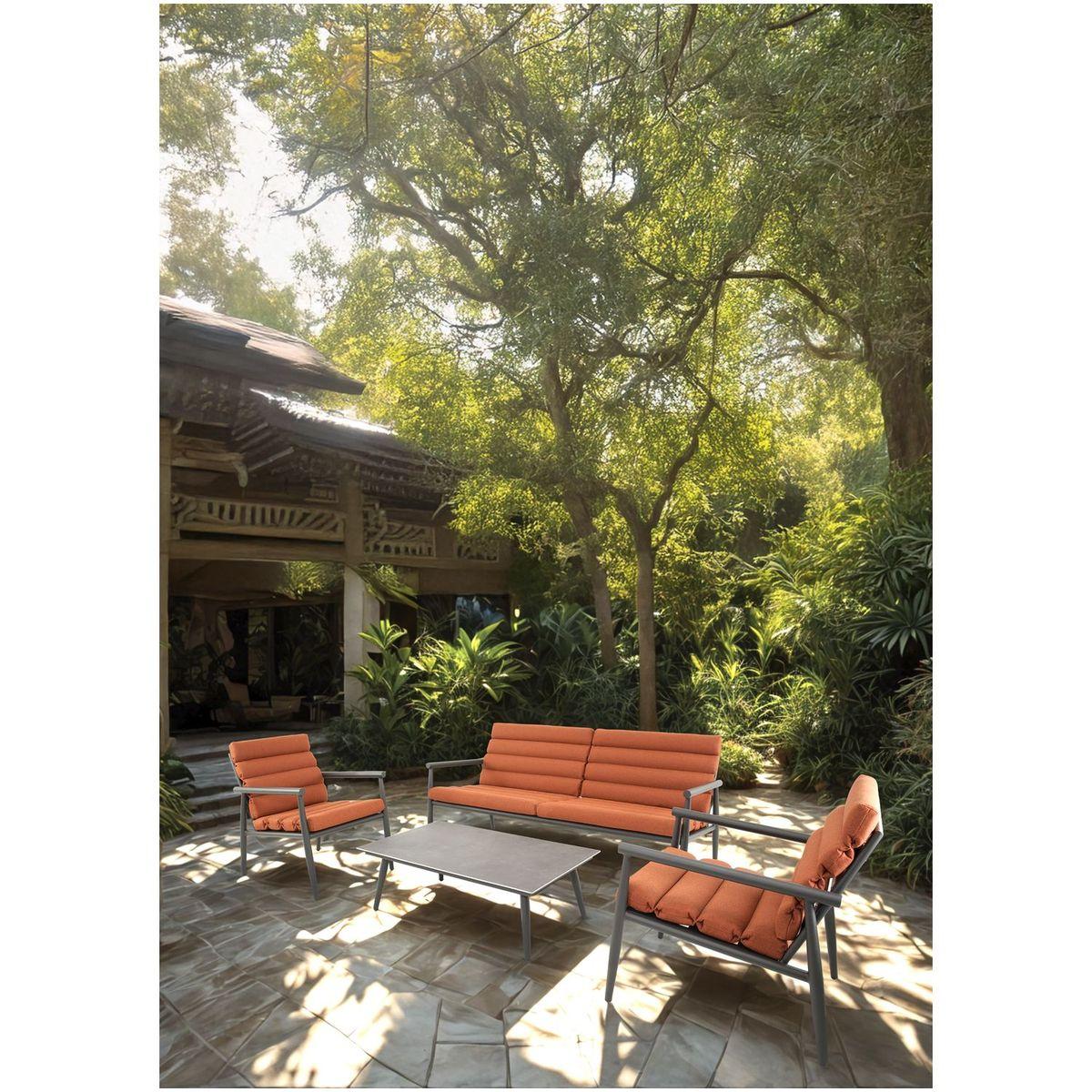 Gartenlounge Charlie Aluminium anthrazit Stoff rot (4-teilig)