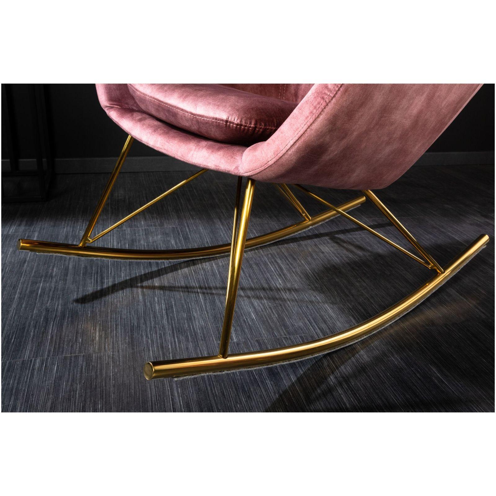 Schaukelsessel Schaukelstuhl Norway Swing gold Samt Stoff rosa pink
