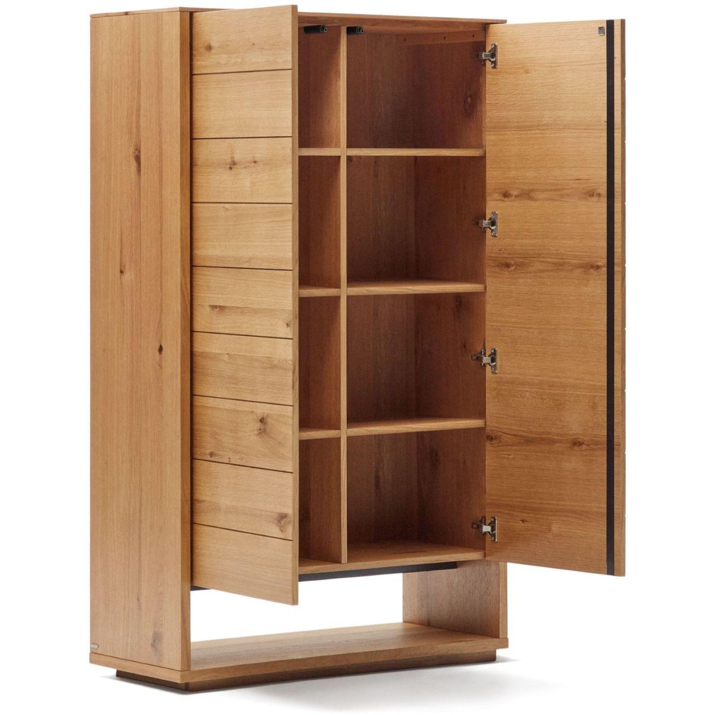 Highboard Alguema 2 Türen aus Eichenfurnier mit natürlichem Finish 100x163.5