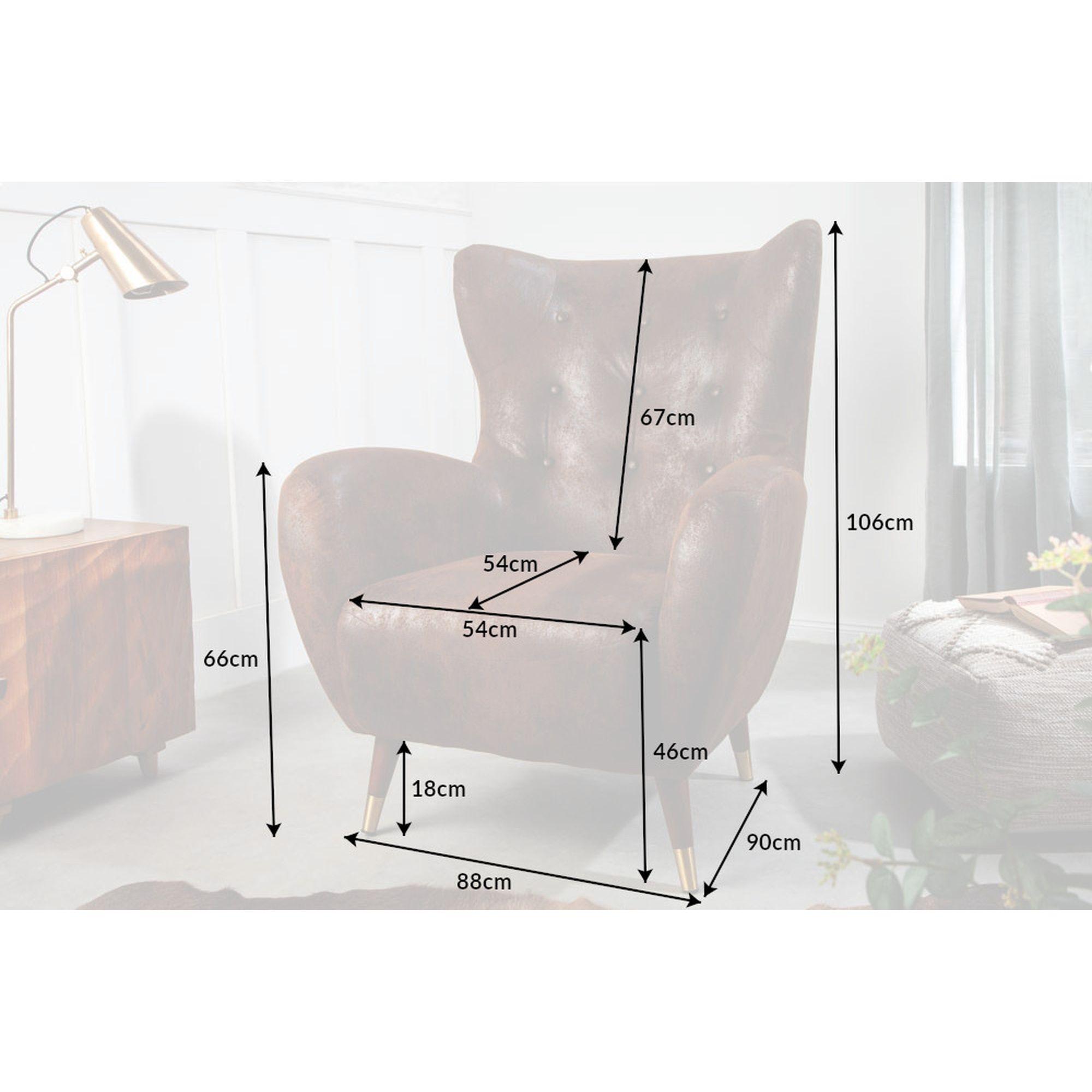 Ohrensessel Bobby Mikrofaser Stoff braun