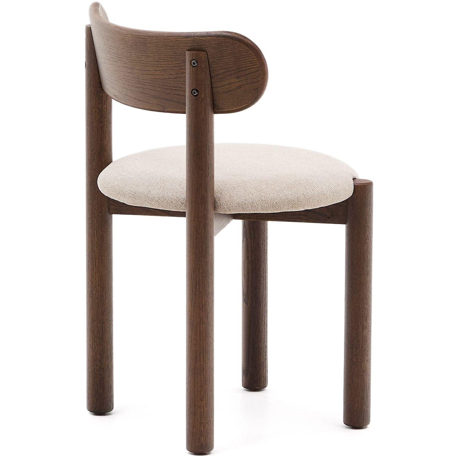 Design Stuhl Nebai Chenille braun Gestell Eichenholz nussbaum FSC