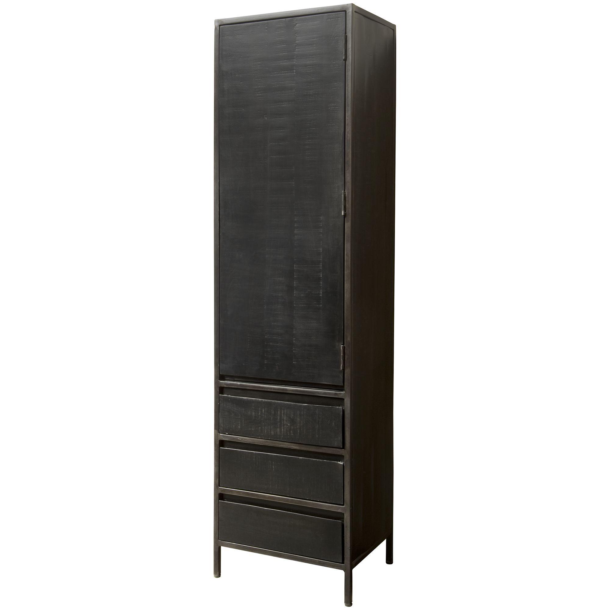 Schrank Dark Wood 50x190 Mangoholz Metall