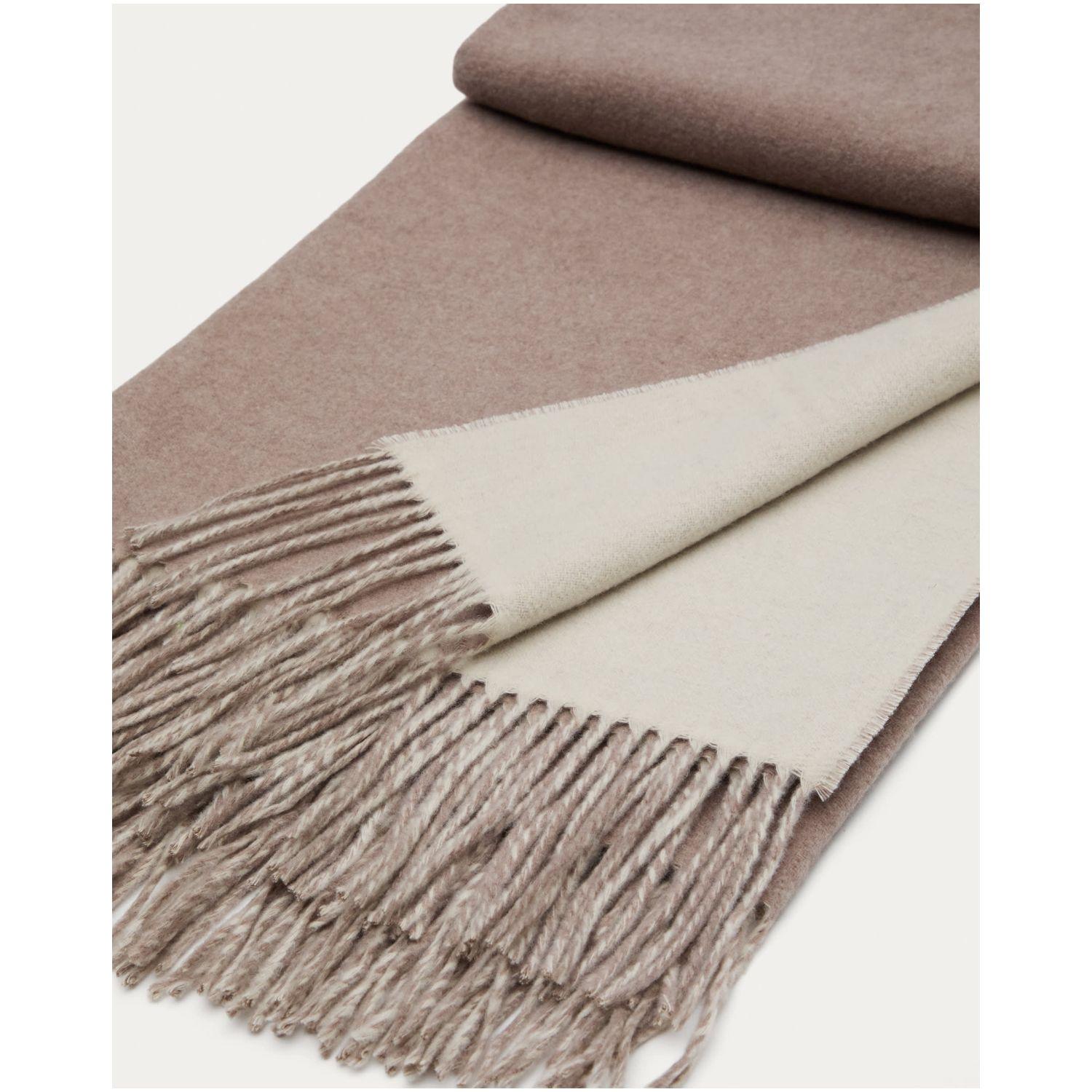Decke Daiara doppelseitig Wollmischung braun melange und beige 170x130