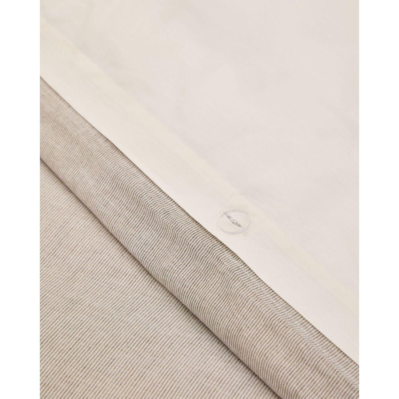 Set Sotela Bezug für Bettdecke und Kopfkissen mit gestickten Streifen 100% Baumwolle Perkal beige Bett 90cm