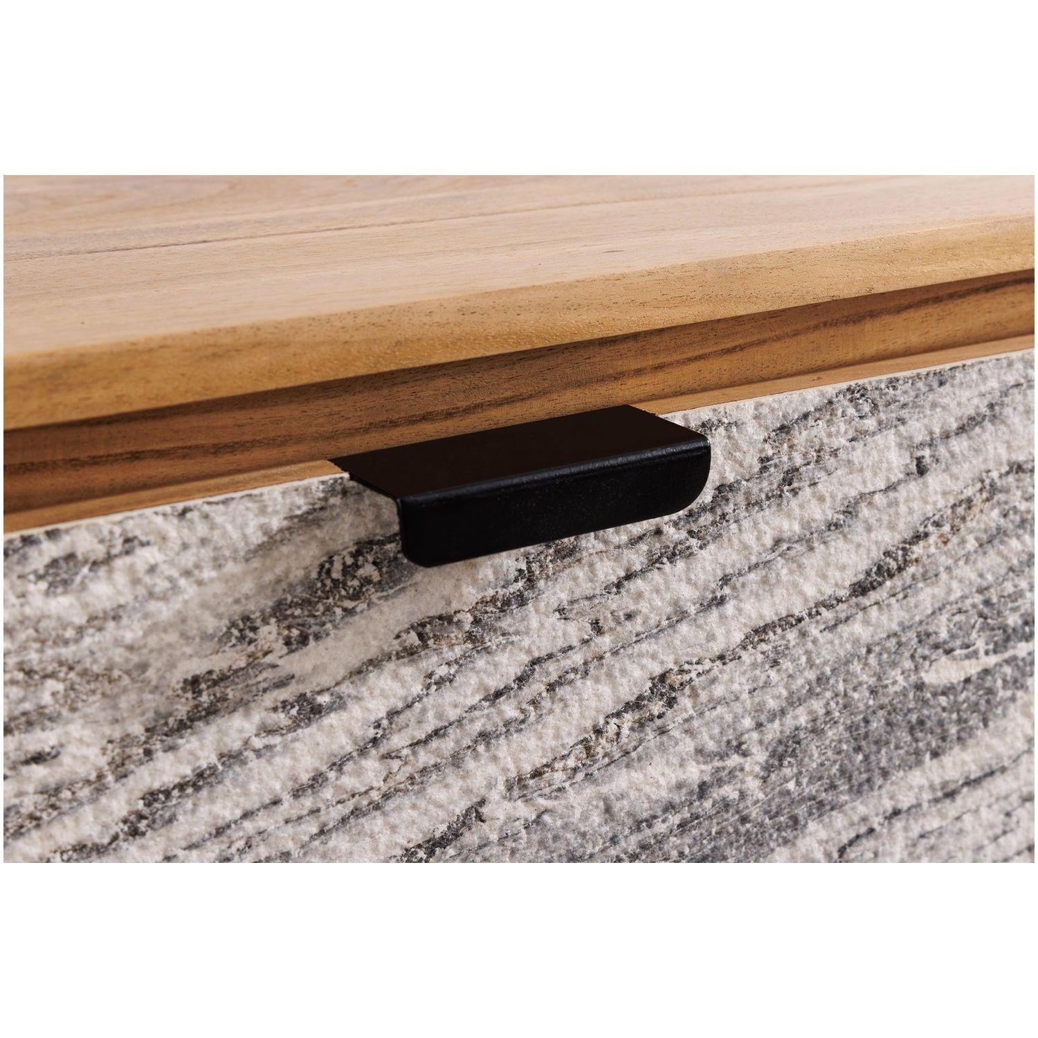 Wand TV Möbel abgerundet Jaro Akazienholz natur Natursteinoptik 160
