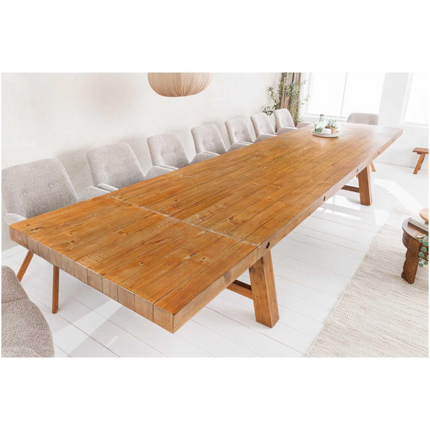 Esstisch ausziehbar Massivholz XL Industry Loft recyceltes Pinienholz braun 300x100