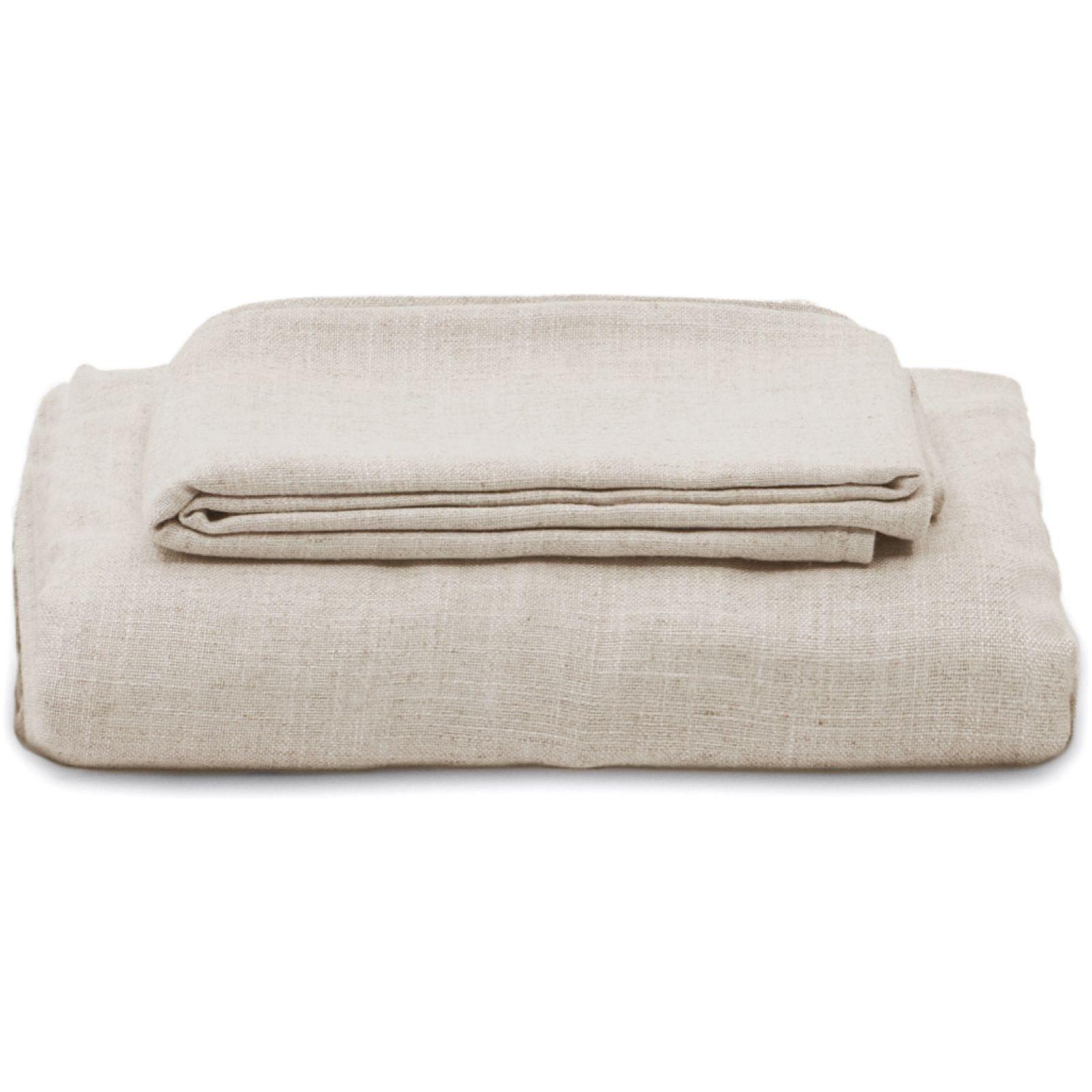 Bezug für Fussablage Hocker Anarela aus Leinen in Beige 80x80
