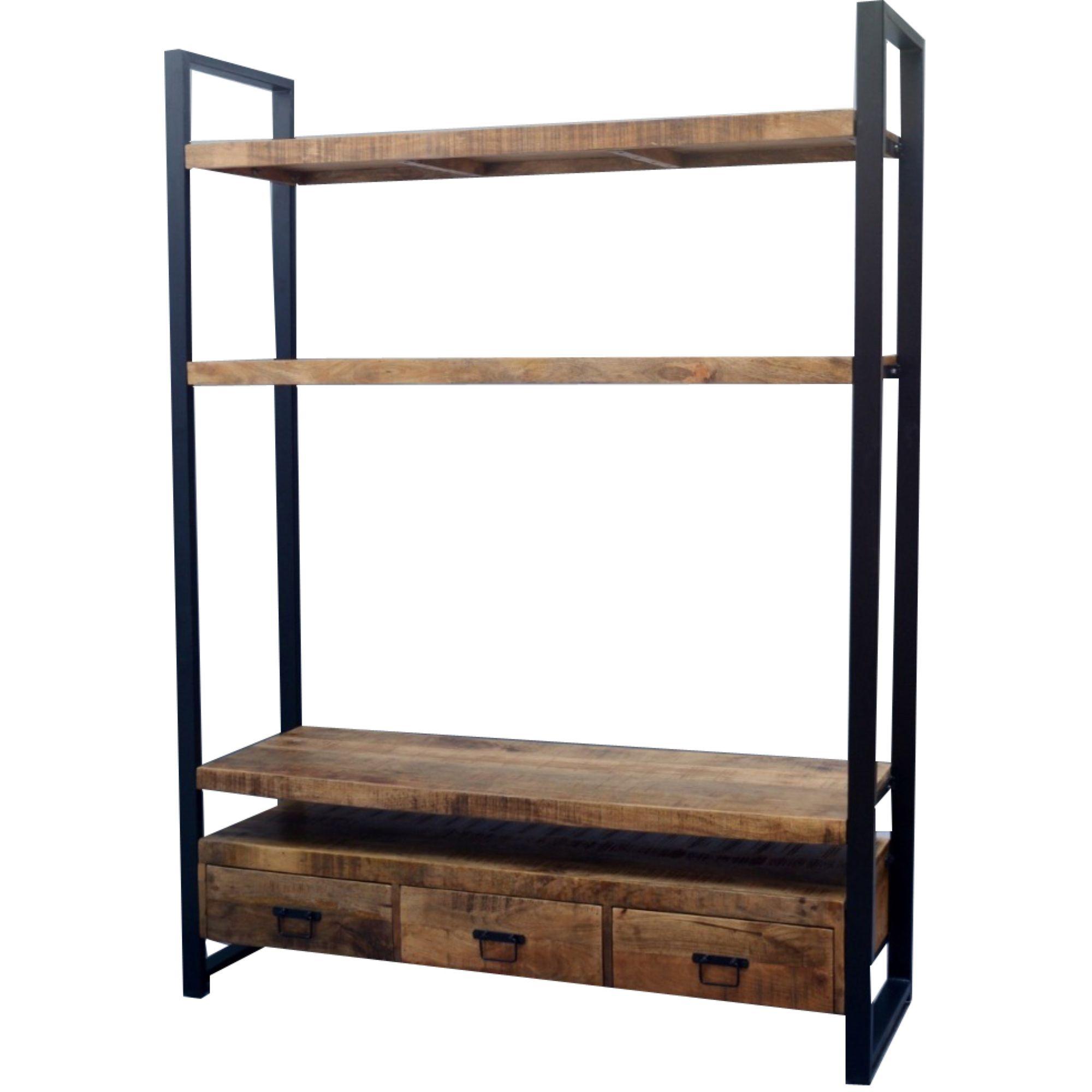 Standregal Iron Loft Mangoholz vintage Eisen 150x200