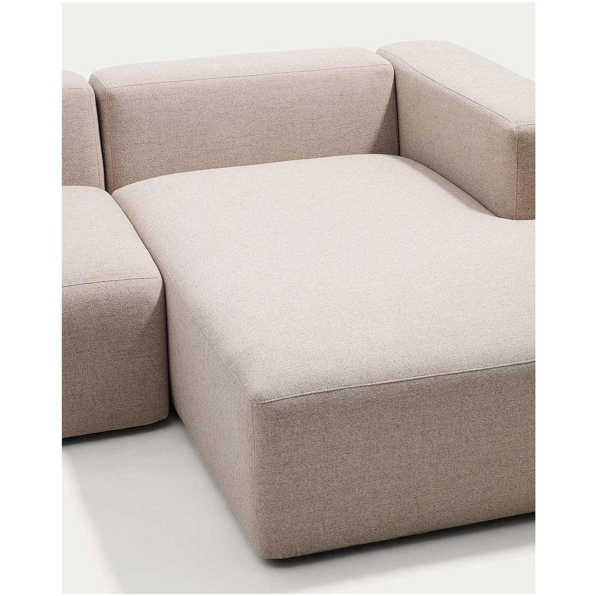 2-Sitzer-Sofa Blok mit Chaiselongue rechts in beiger Chenille 240 cm FSC Mix Credit