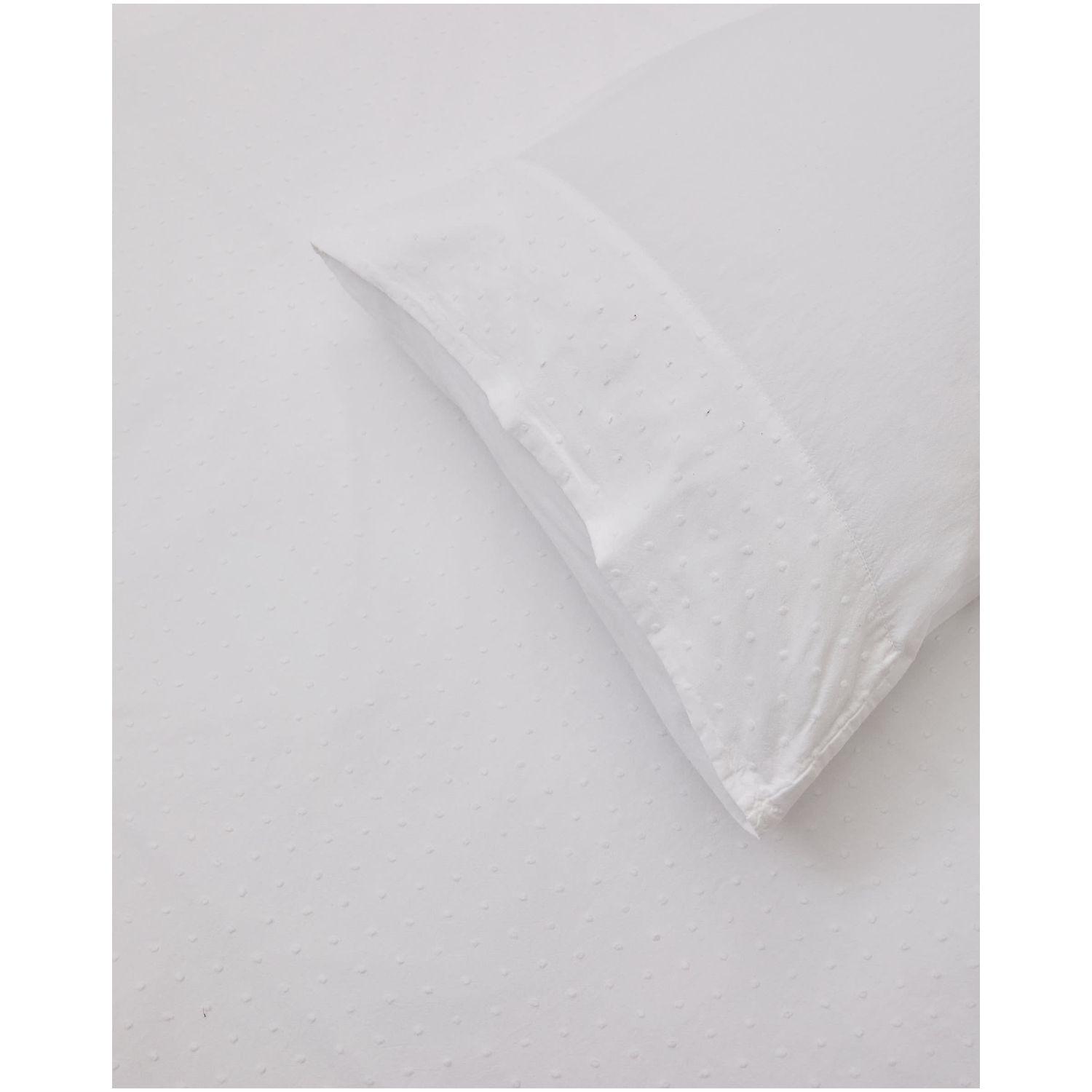 Set Atenie Bezüge für Decke und Kopfkissen Baumwollperkal weiß Plumetti-Detail Bett 90 cm