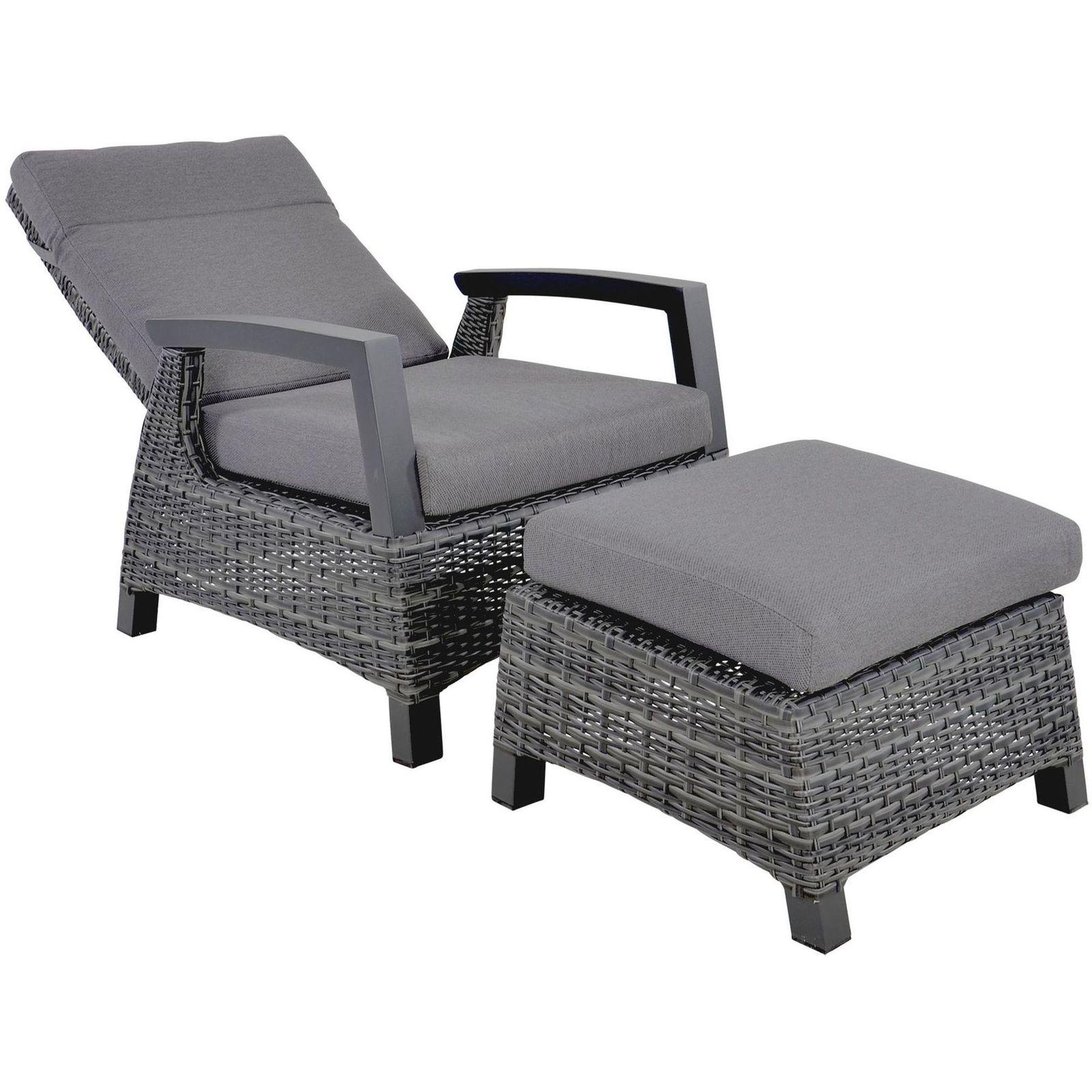 Poly Rattan Gartenlounge Hocker Parma anthrazit