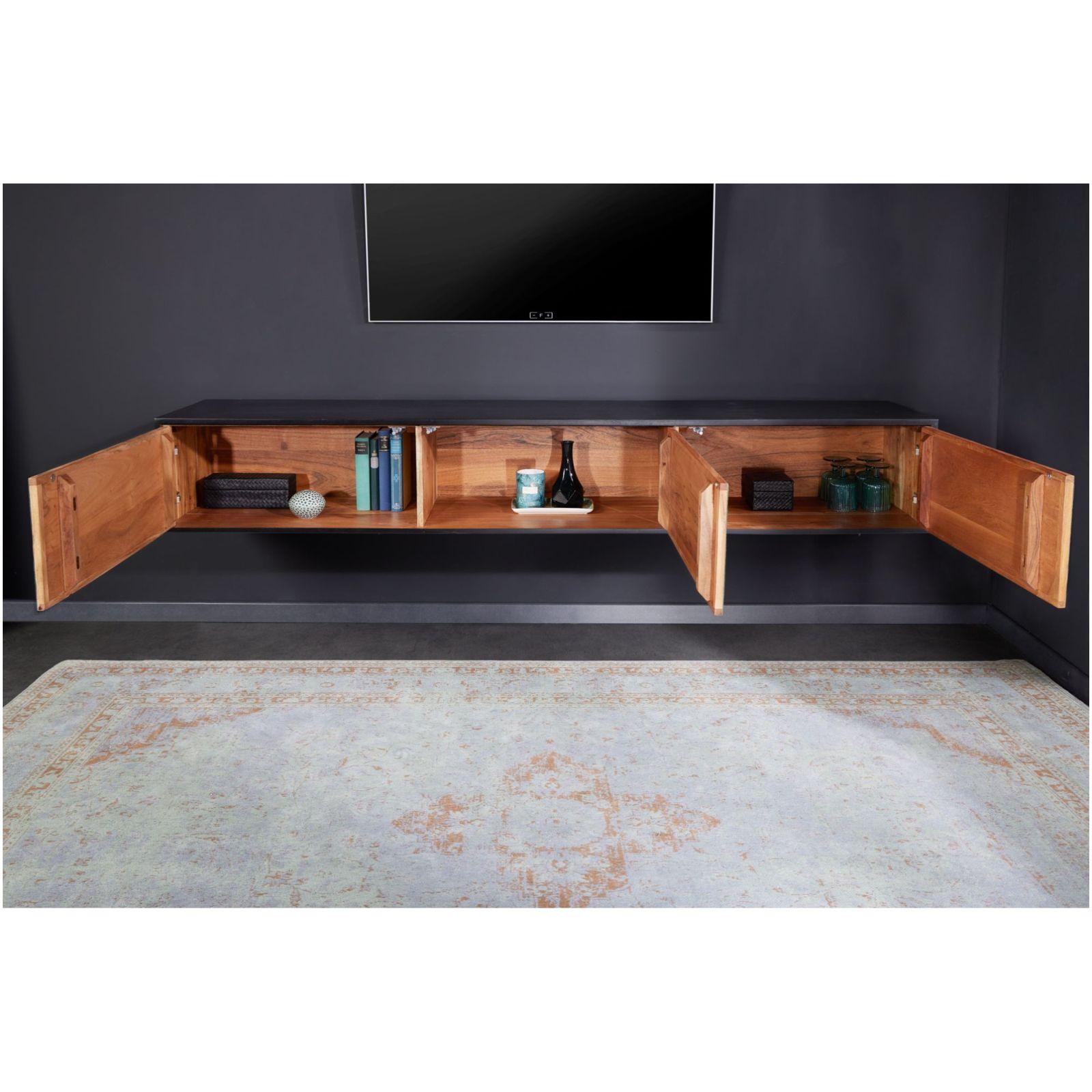 TV Möbel Wandboard Stone Natursteinfurnier Akazienholz 200