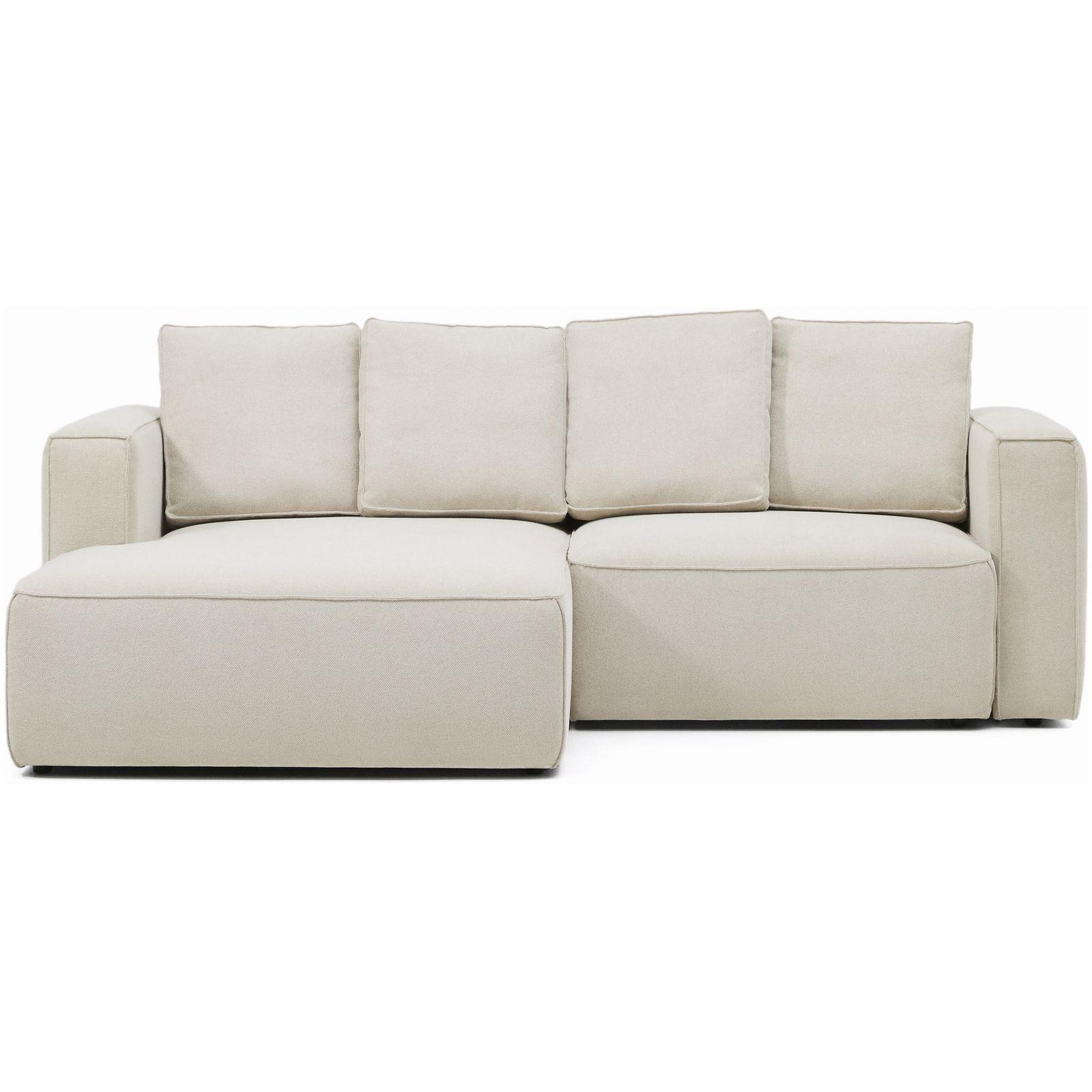 3-Sitzer Ecksofa Bettsofa Marela mit Chaiselongue links in beiger Chenille 236 cm FSC Mix Credit