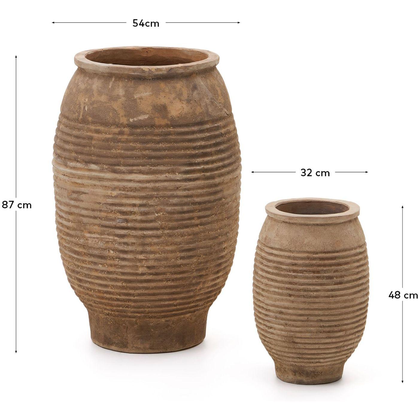 Blumentopf Llonga Terrakotta mit natur (2er-Set)