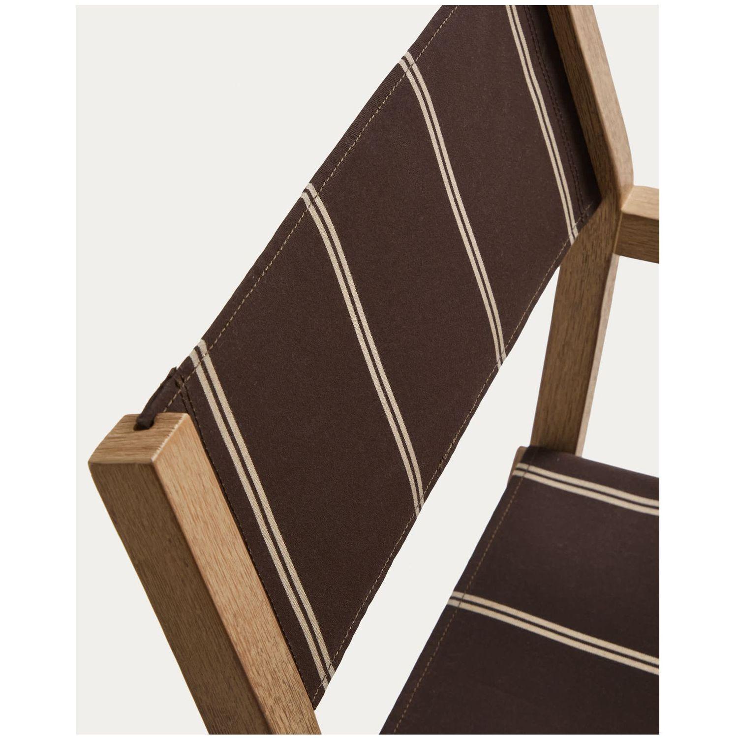 Braun-beige gestreifter Outdoor-Klappstuhl Vilara aus massivem Akazienholz FSC 100%