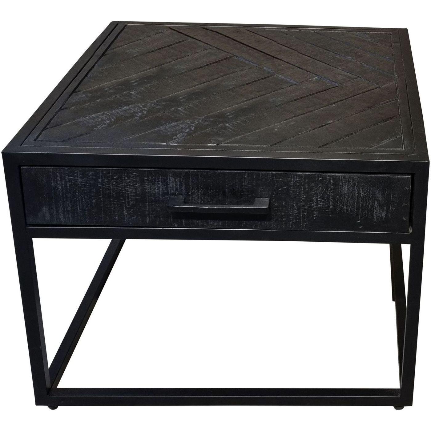 Beistelltisch Laax Mango schwarz Fischgrät 60x60