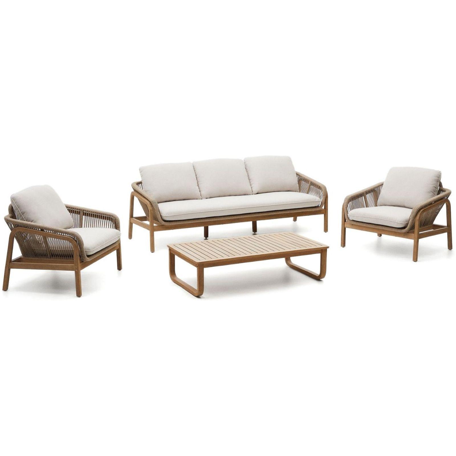 Garten Sitzgruppe Ecklounge Vellana Akazienholz Seil 100% FSC