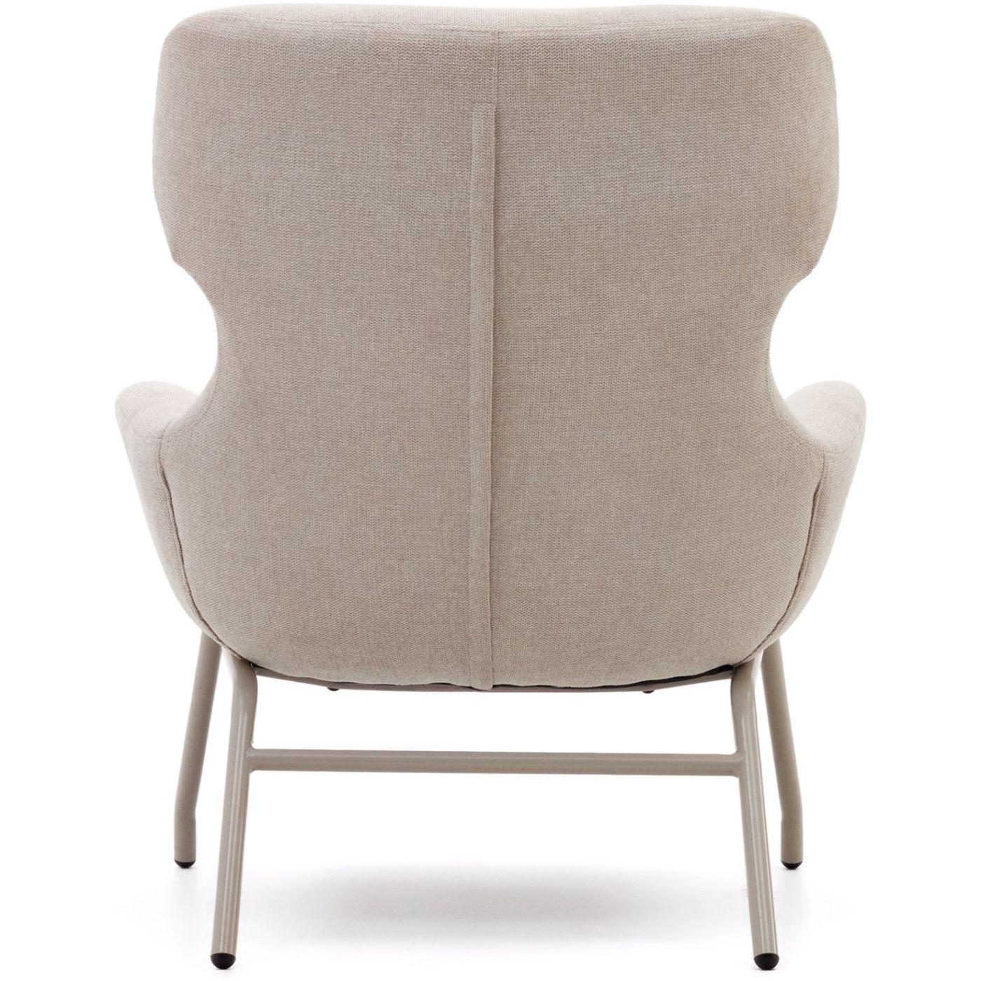 Ohrensessel Belina Chenille-Stoff beige Stahl weiss