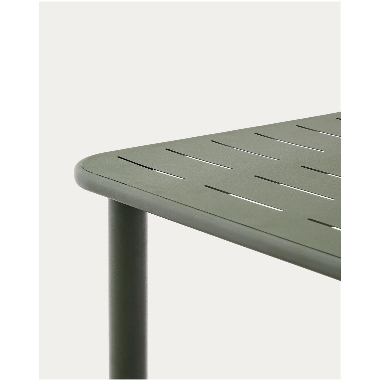 Set Brai mit Tisch und 4 Stapelstühlen aus verzinktem grünem Stahl 180 x 90 cm