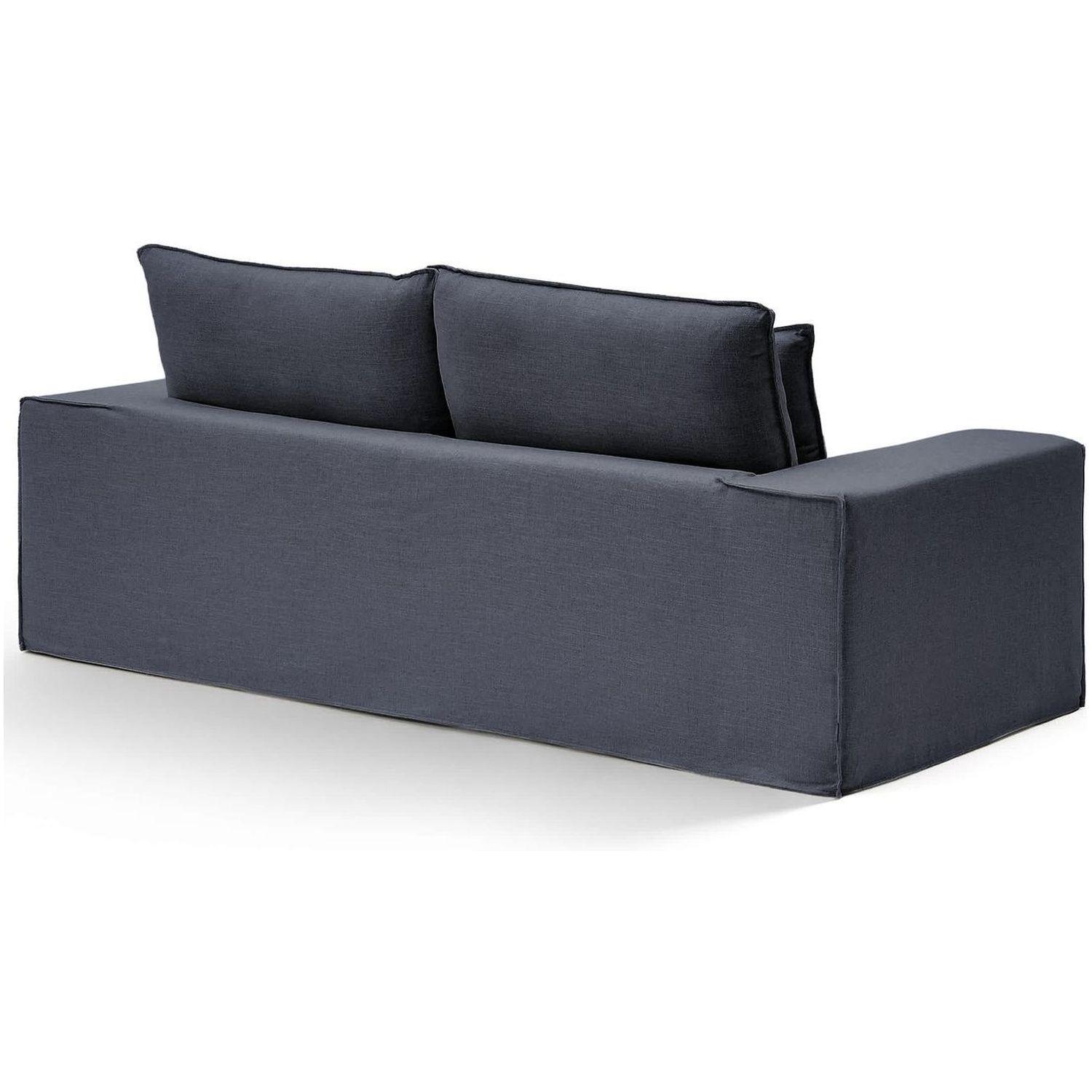 2-Sitzer-Sofa Anarela mit abnehmbarem Bezug aus Leinen und Viskose in Dunkelgrau 220 cm