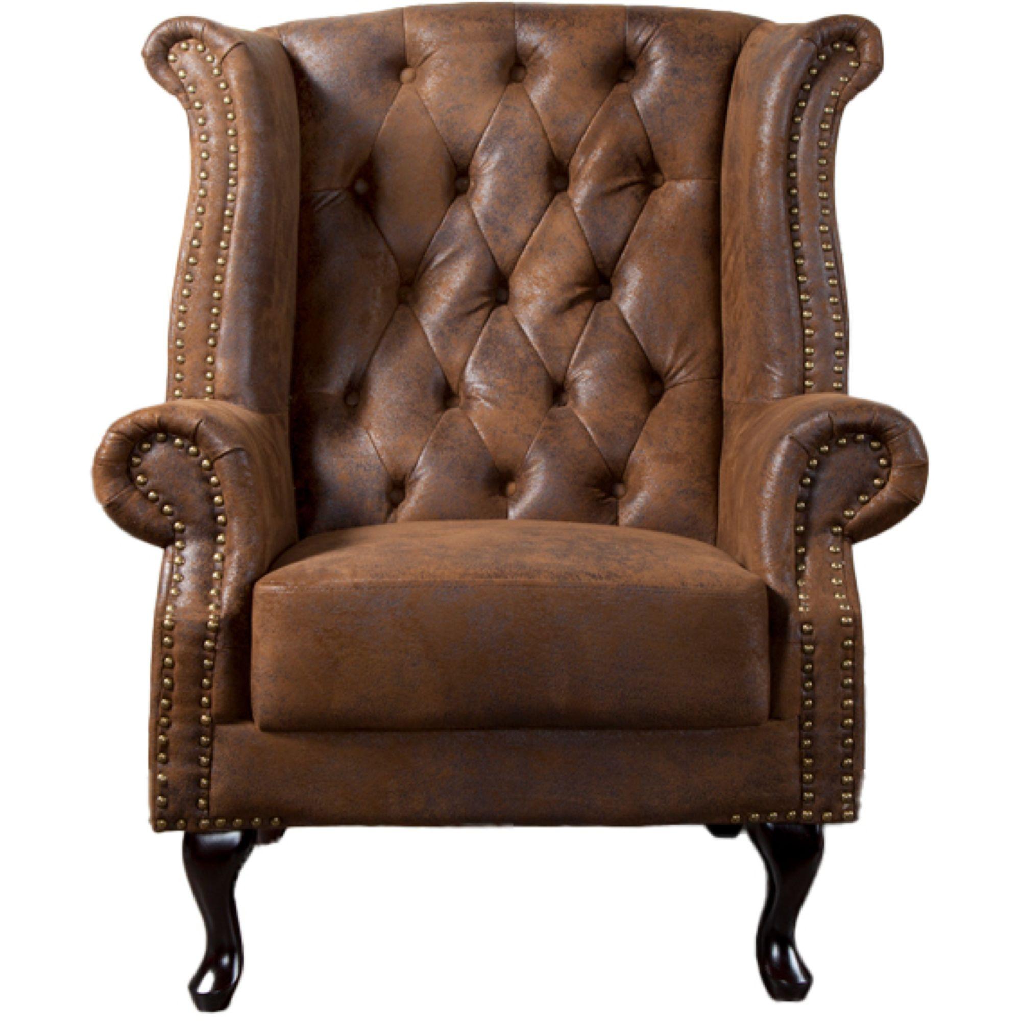 Chesterfield Ohrensessel braun Vintage Braun